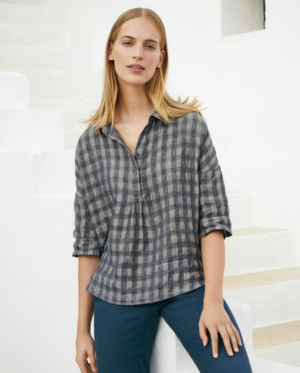 Poetry - Linen cotton checked shirt