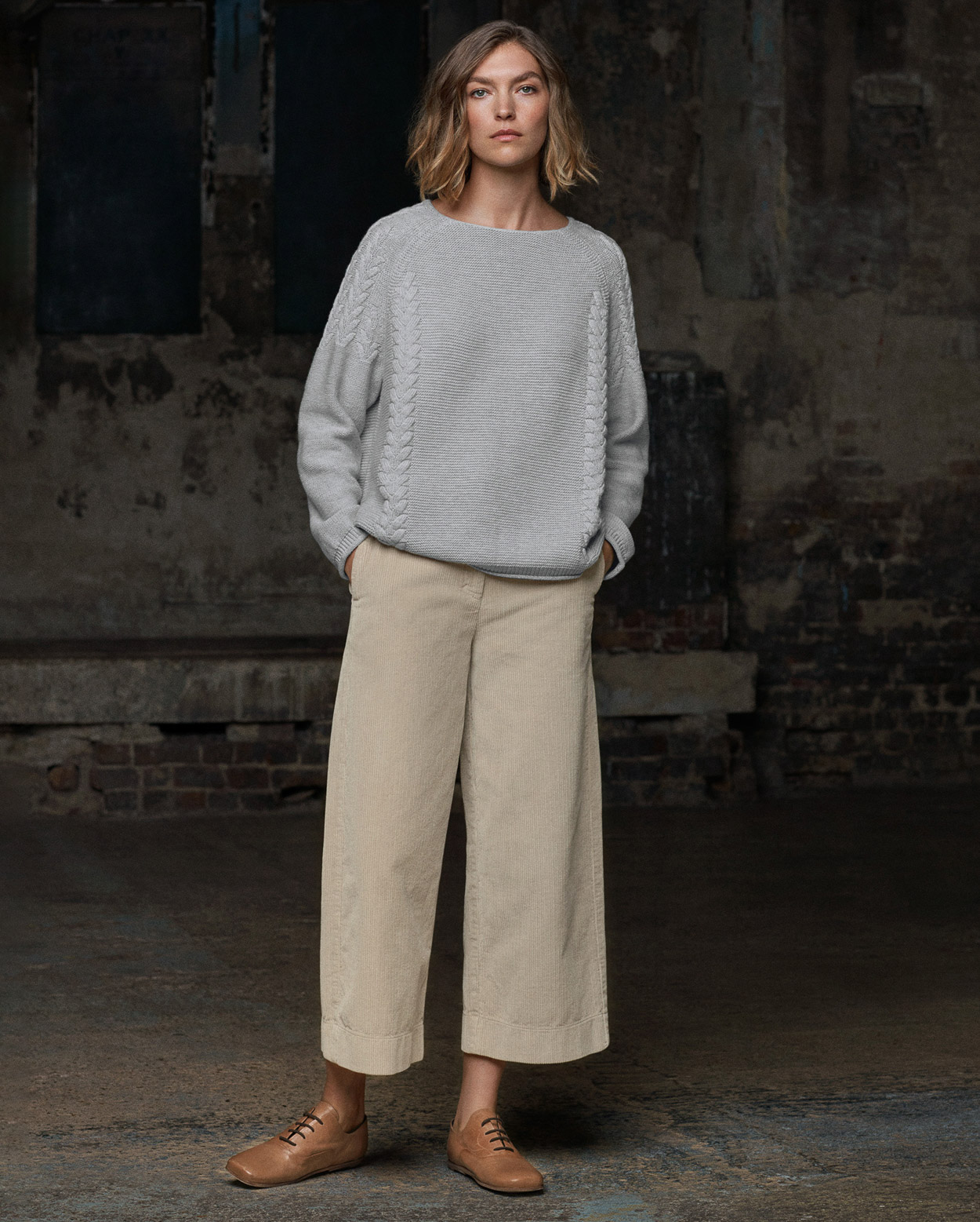 cropped wide leg cord trousers