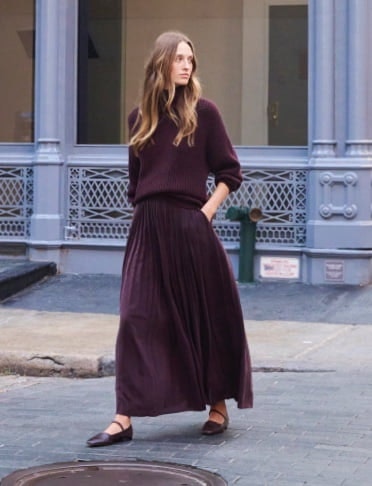 Long Pleated Skirt