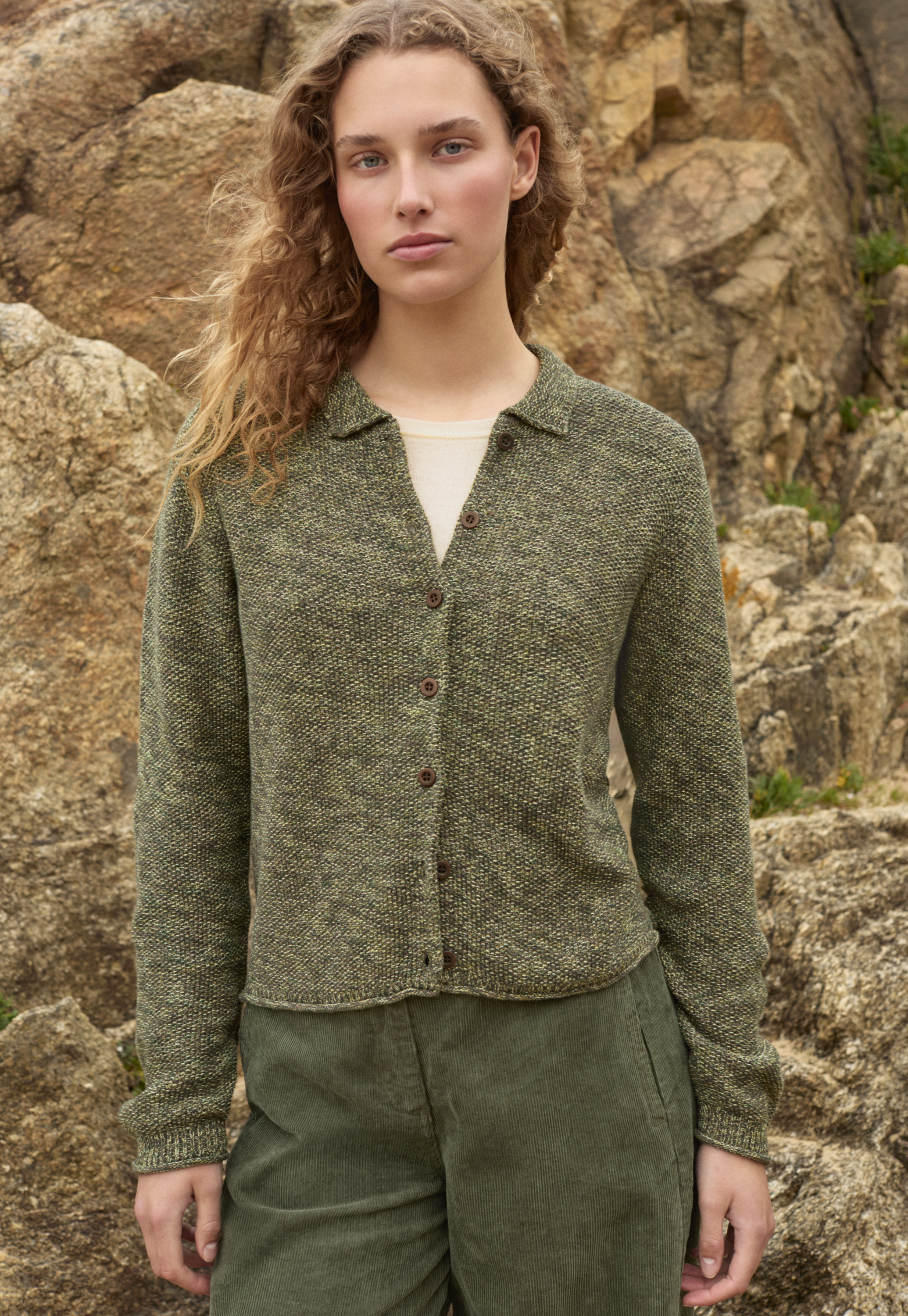 トップス Cotton Knit Cardigan 2 Moss Green AP_D1_S11_RE31E_RF07D_UR39N_00