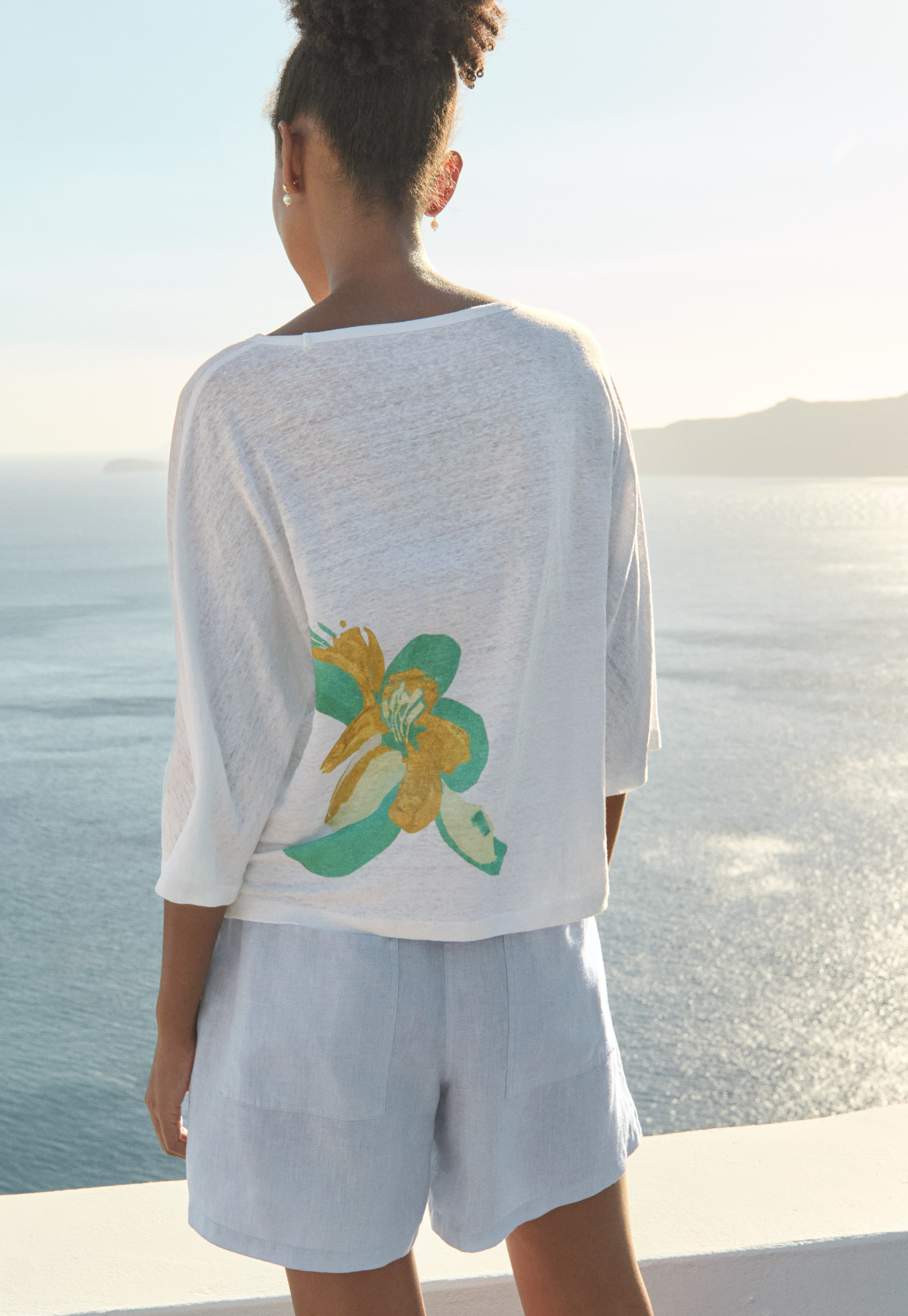 Poetry - Printed linen jersey top