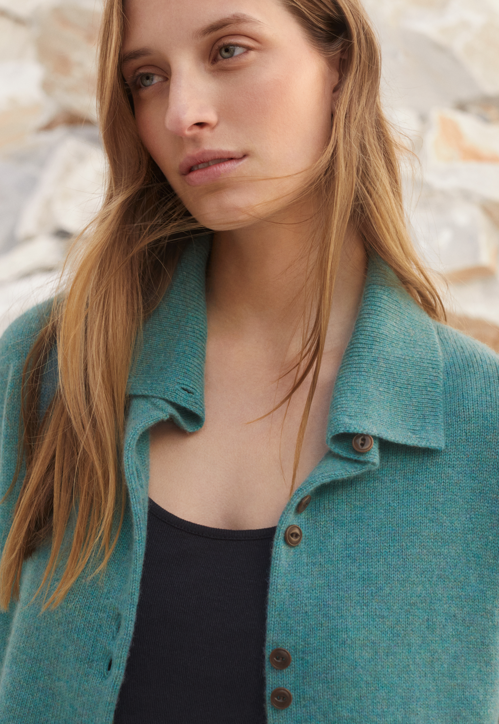 Turquoise cashmere cardigan cheap
