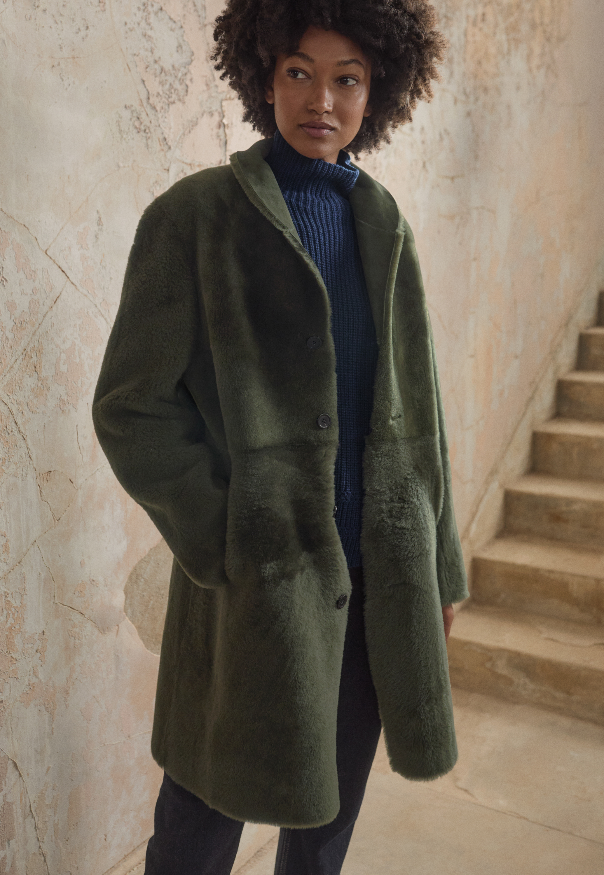 Reversible sheepskin coat sale