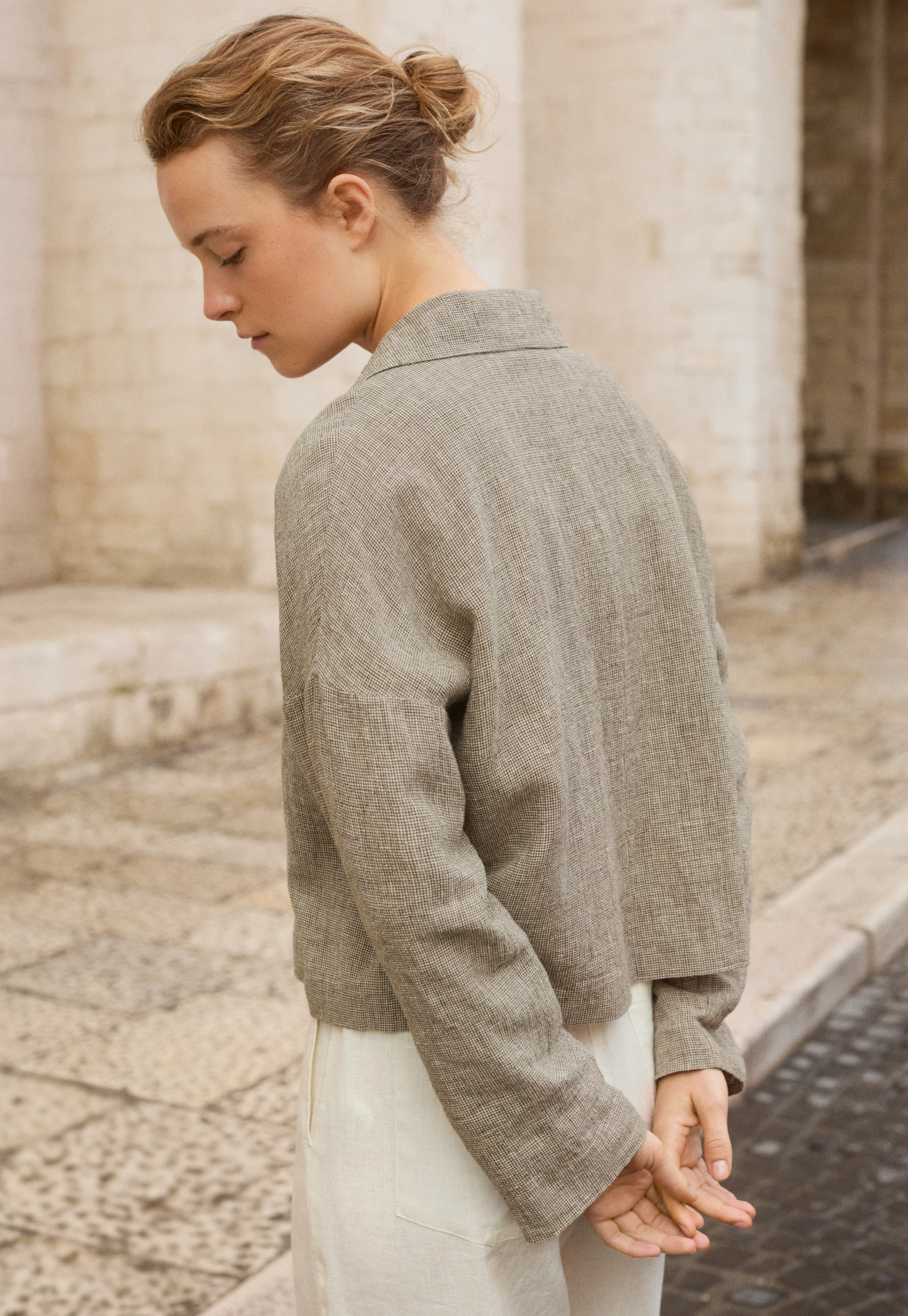 POETRY - High-twist linen wide-collar jacket