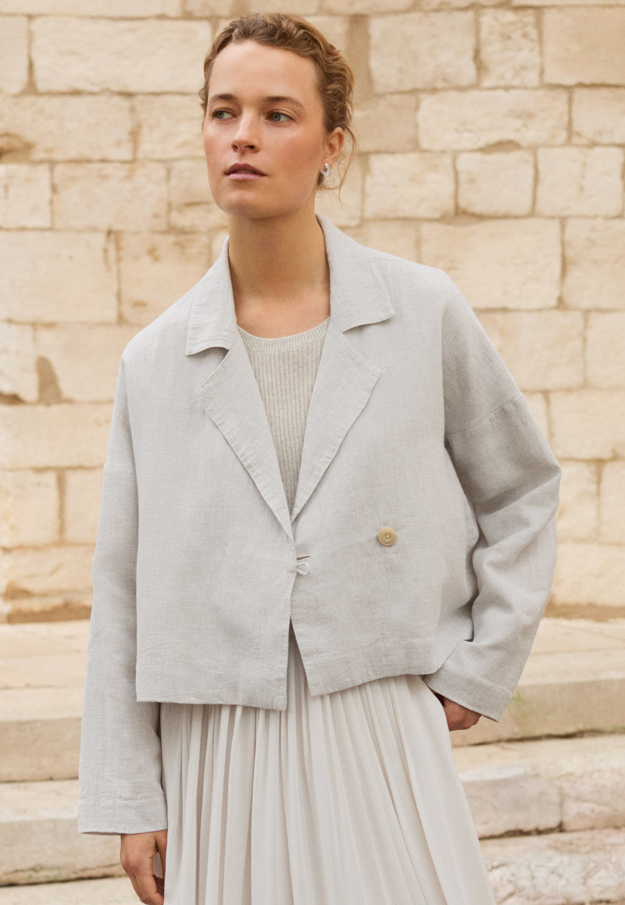 POETRY - High-twist linen wide-collar jacket