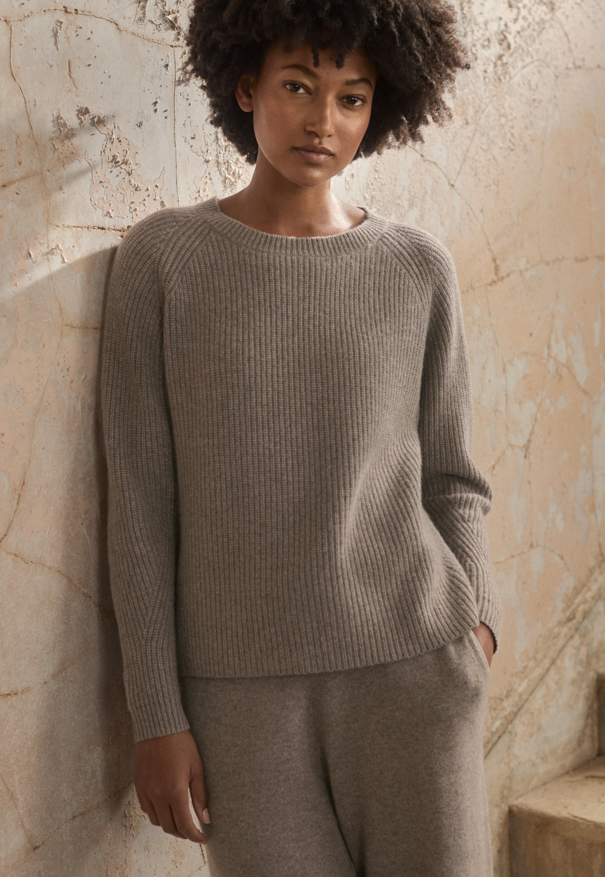 Poetry Cashmere ribbed crew neck sweater