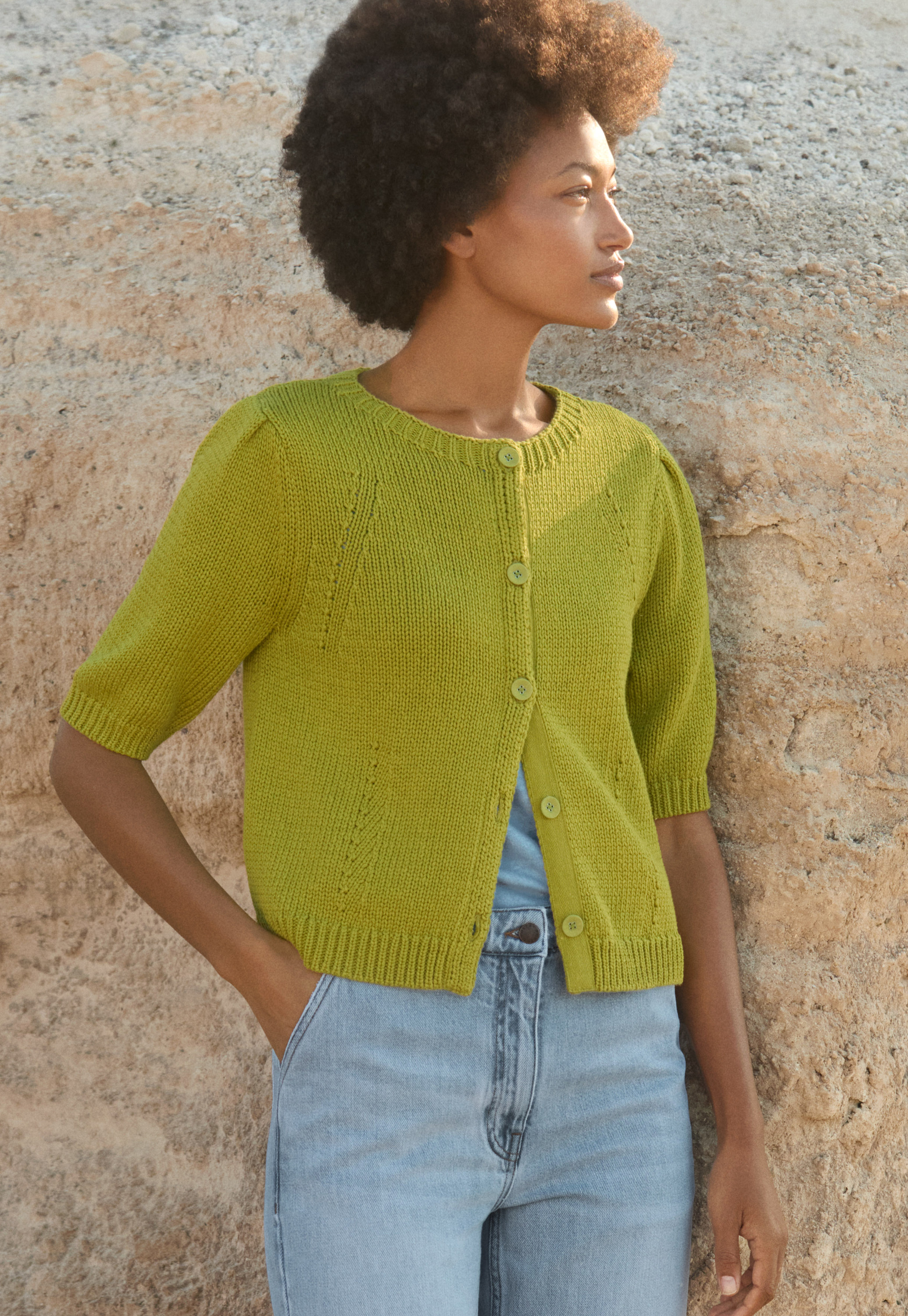 Poetry - Cotton short-sleeve cardigan