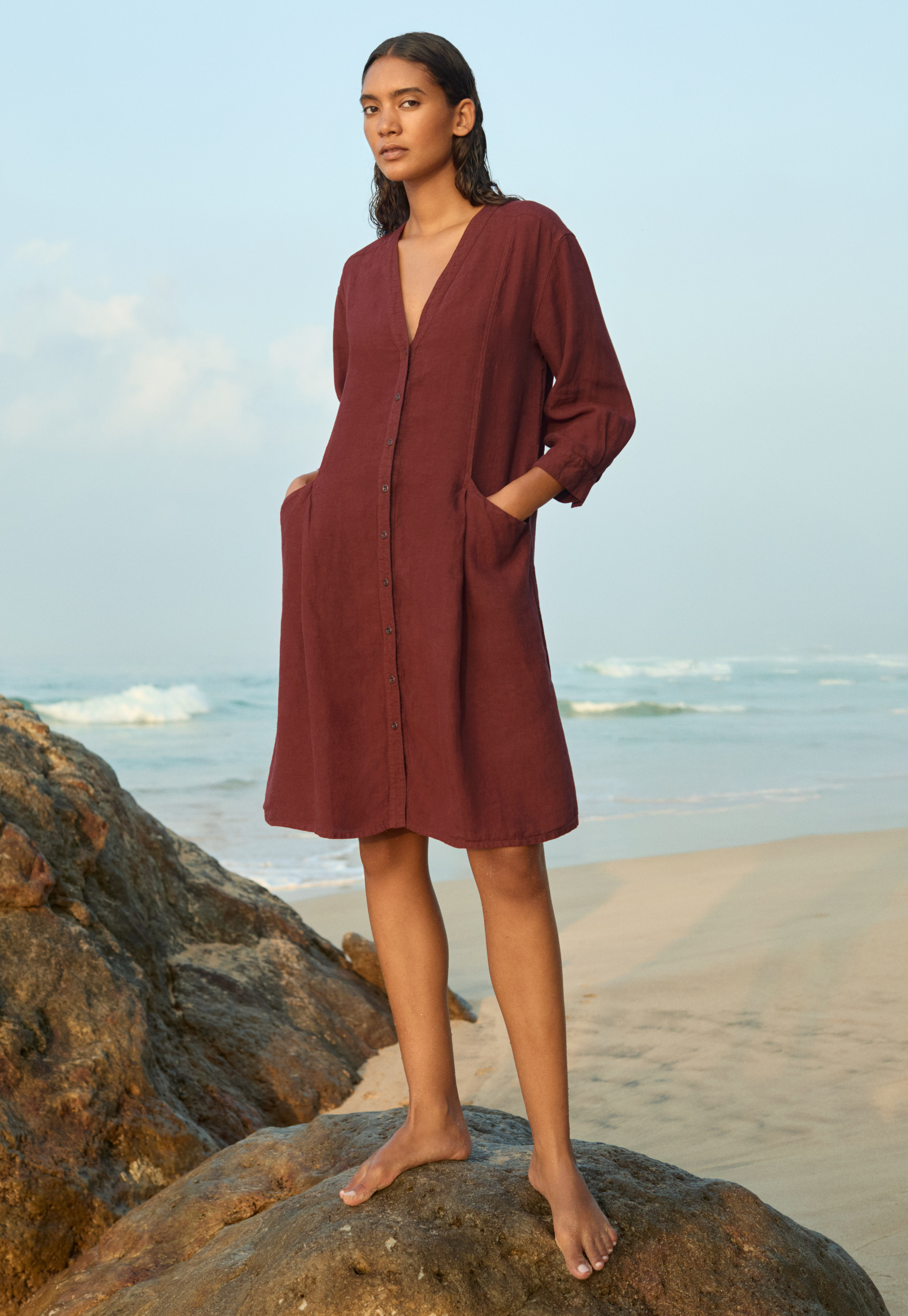live linen dress Womens Live Unlimited Blue Frill Sleeve Linen Midi Dress US 20