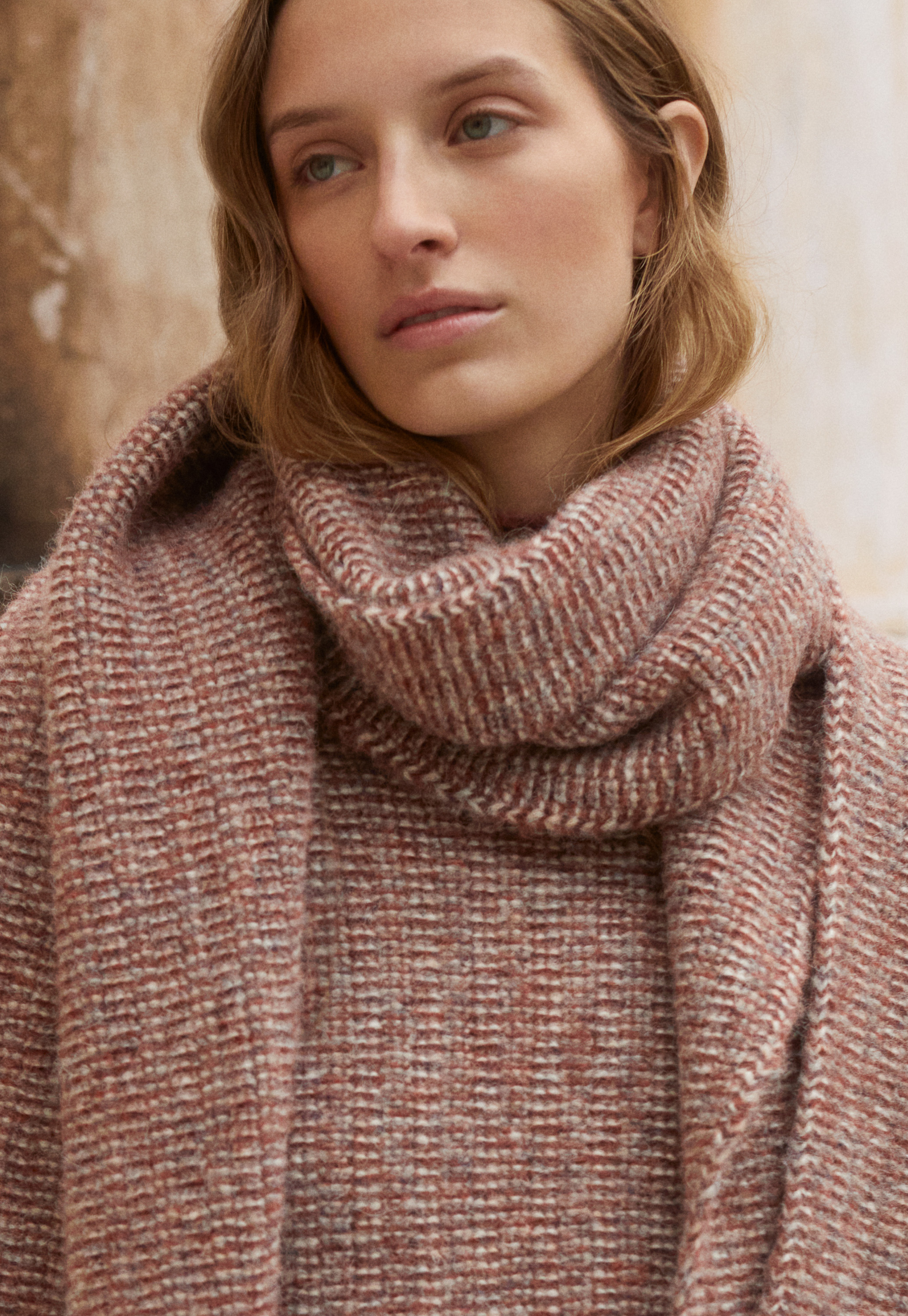Cotton funnel neck sweater top