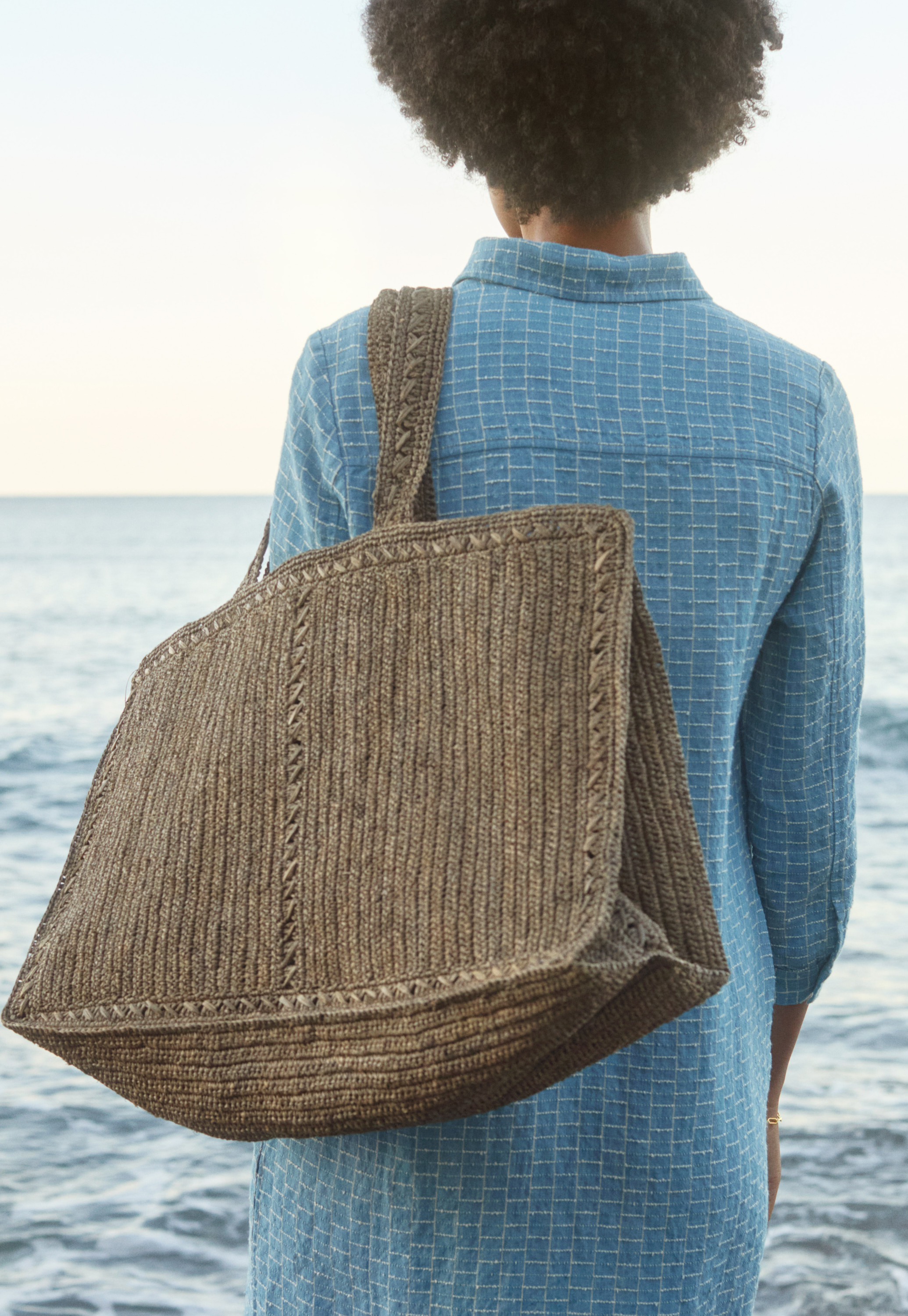 Indigo Shoulder Bag in Sand Faux Raffia | Showpo USA