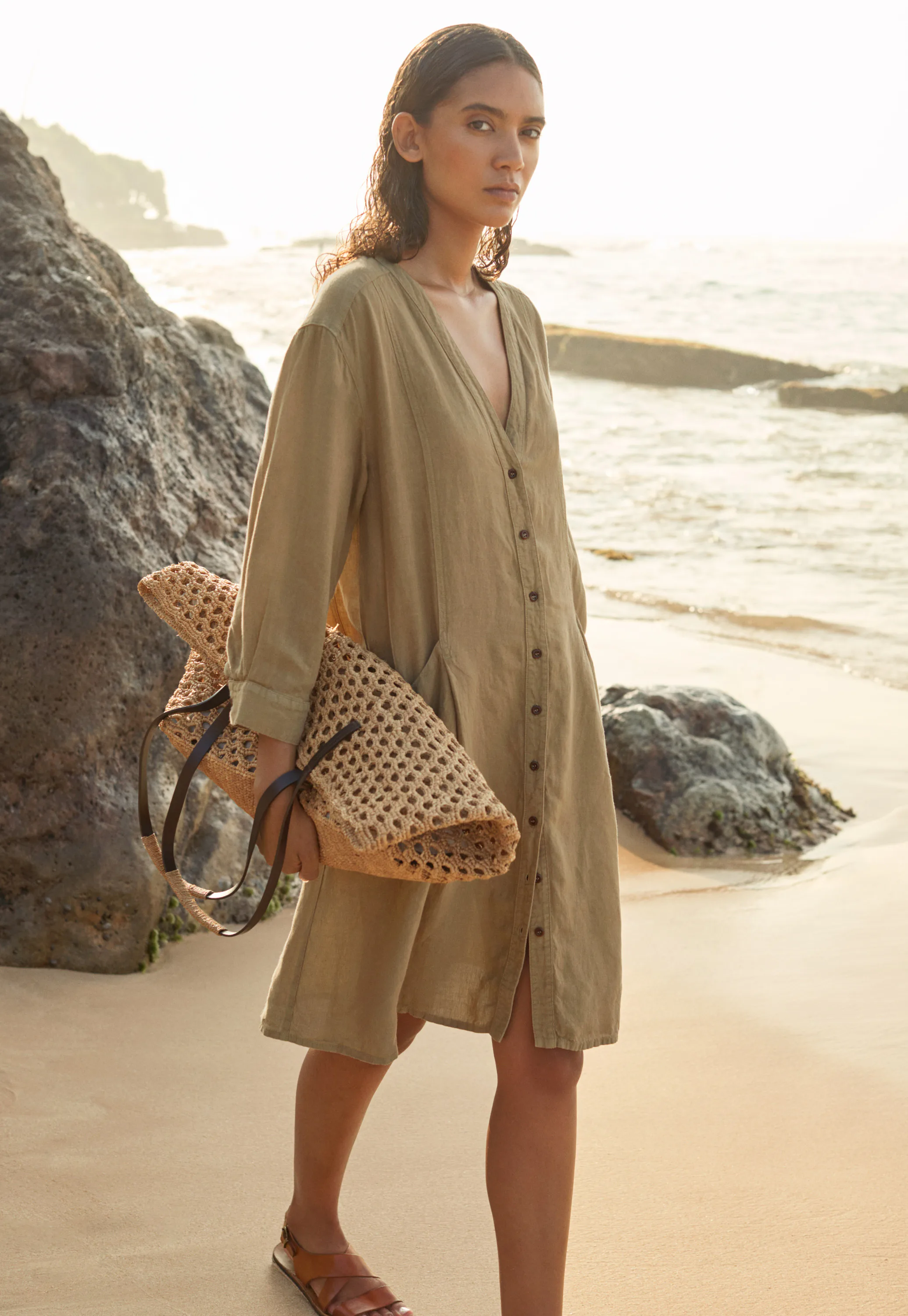 linen v neck dress Short-sleeve v-neck Wynn White Linen Shift Mini