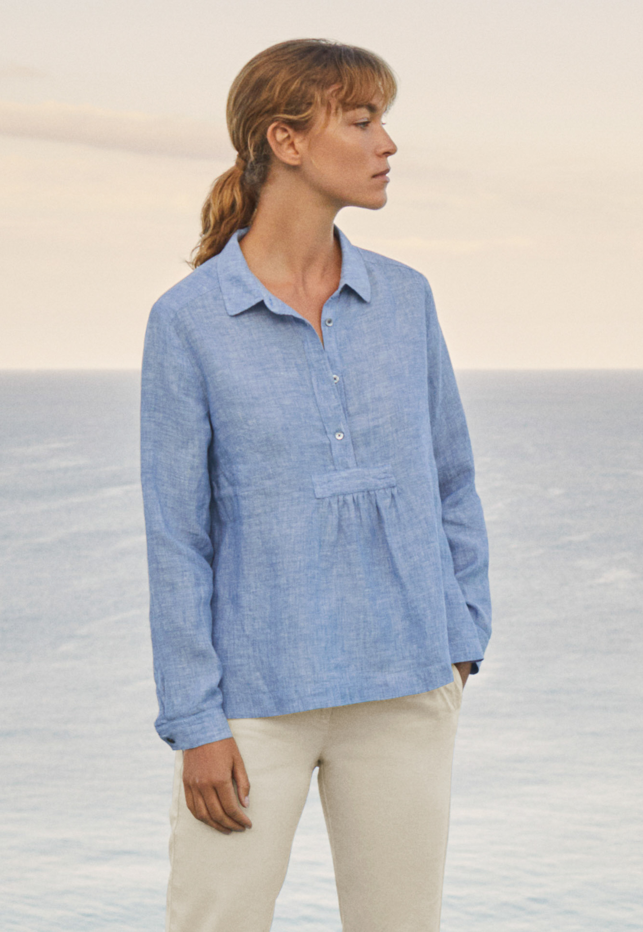 Poetry - Short placket linen shirt