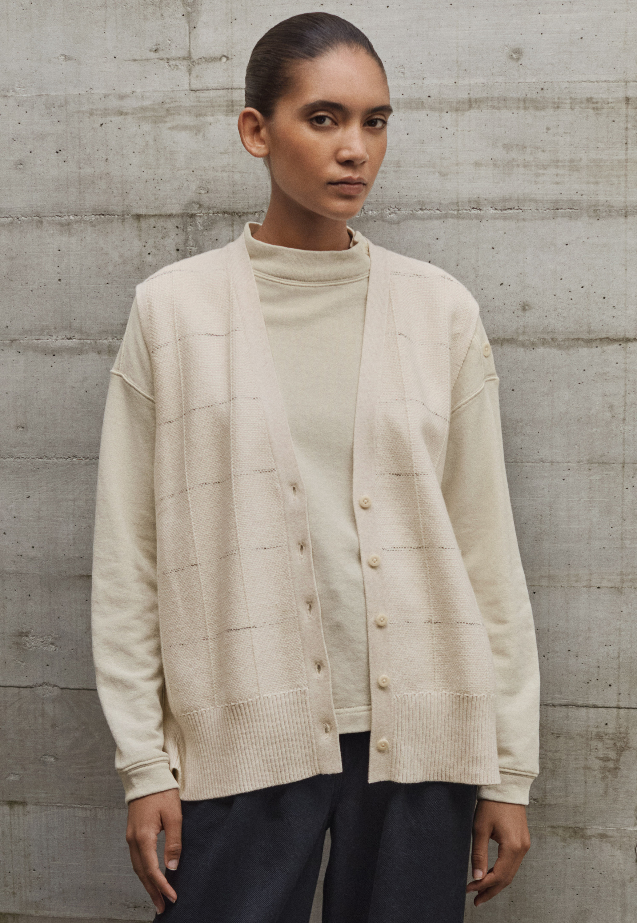 crepuscule Moss Stitch Cardigan 茶　美品　 2 crepuscule Moss Stitch V Neck Cardigan Brick - BISHOOL