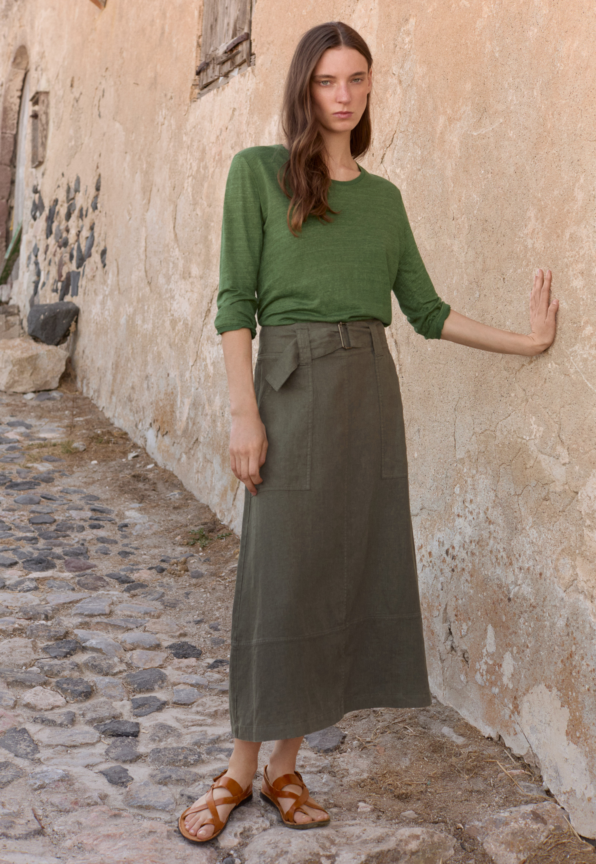 Poetry - Linen seam-detail skirt