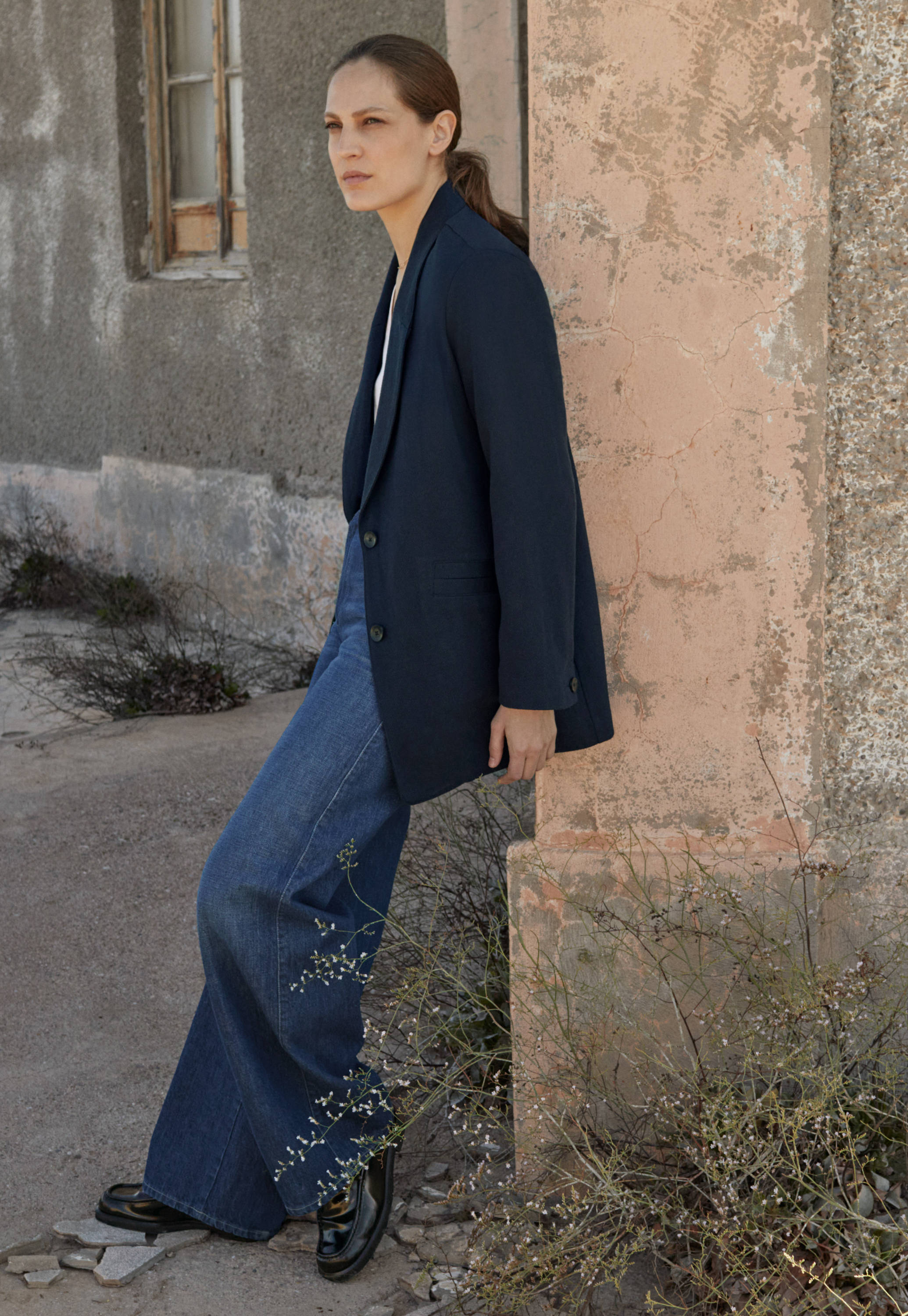 Long cotton blazer shop
