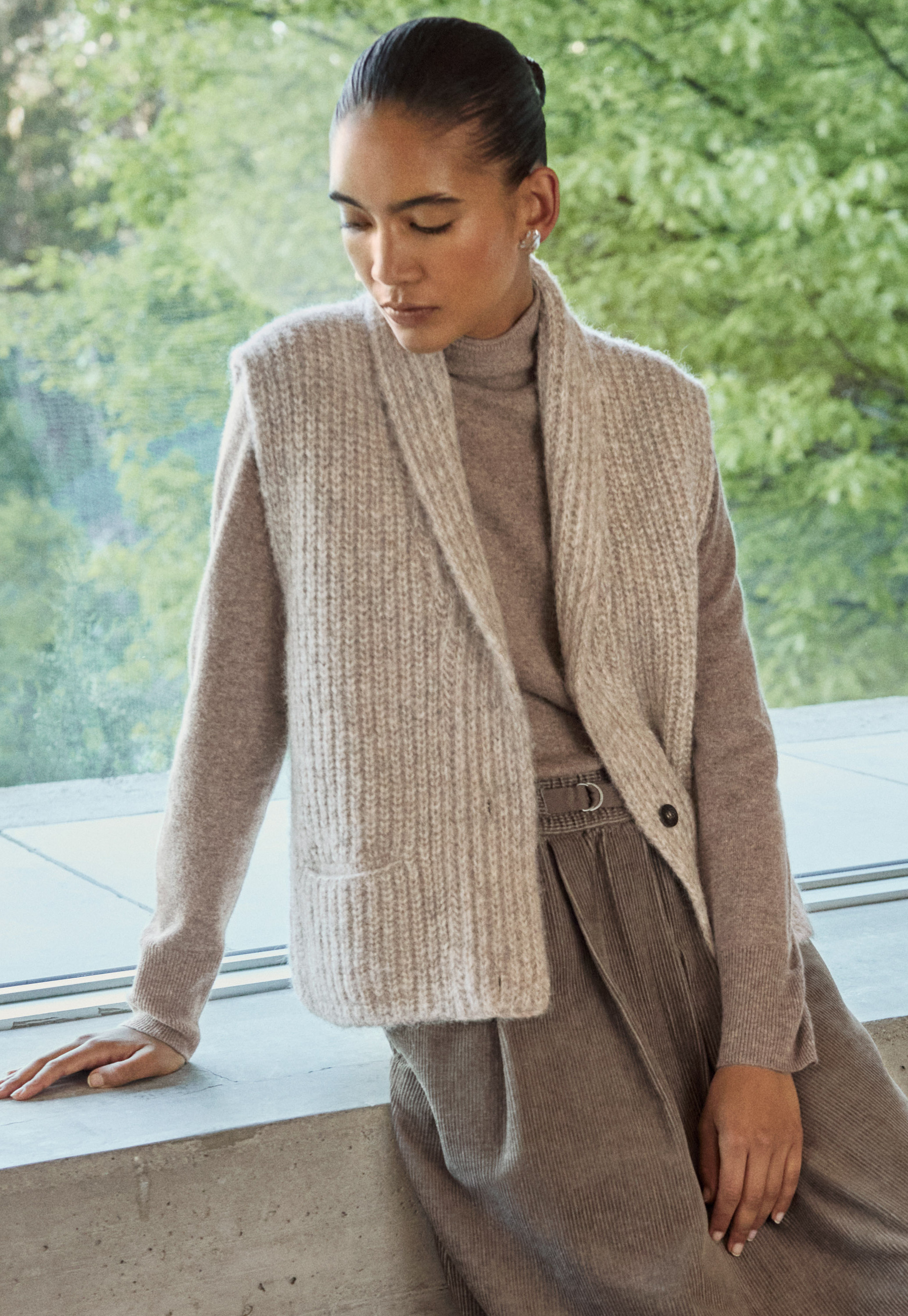 POETRY - Alpaca & cotton shawl-collar cardigan