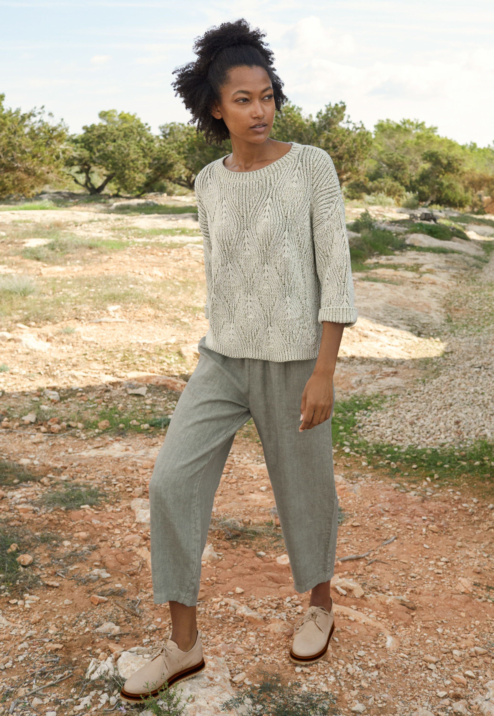 Poetry - Cropped linen trousers