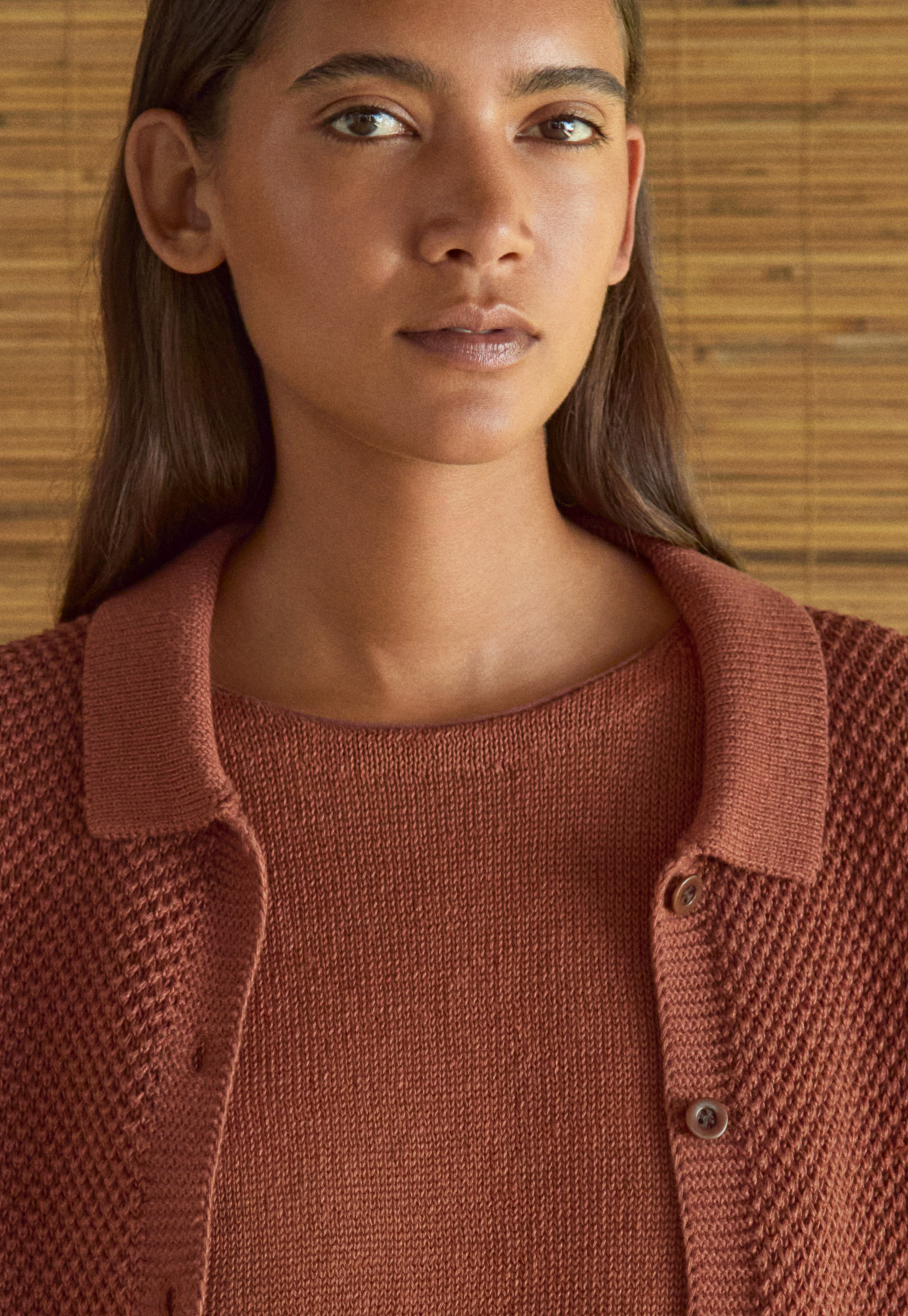 POETRY - Moss-stitch linen collared cardigan