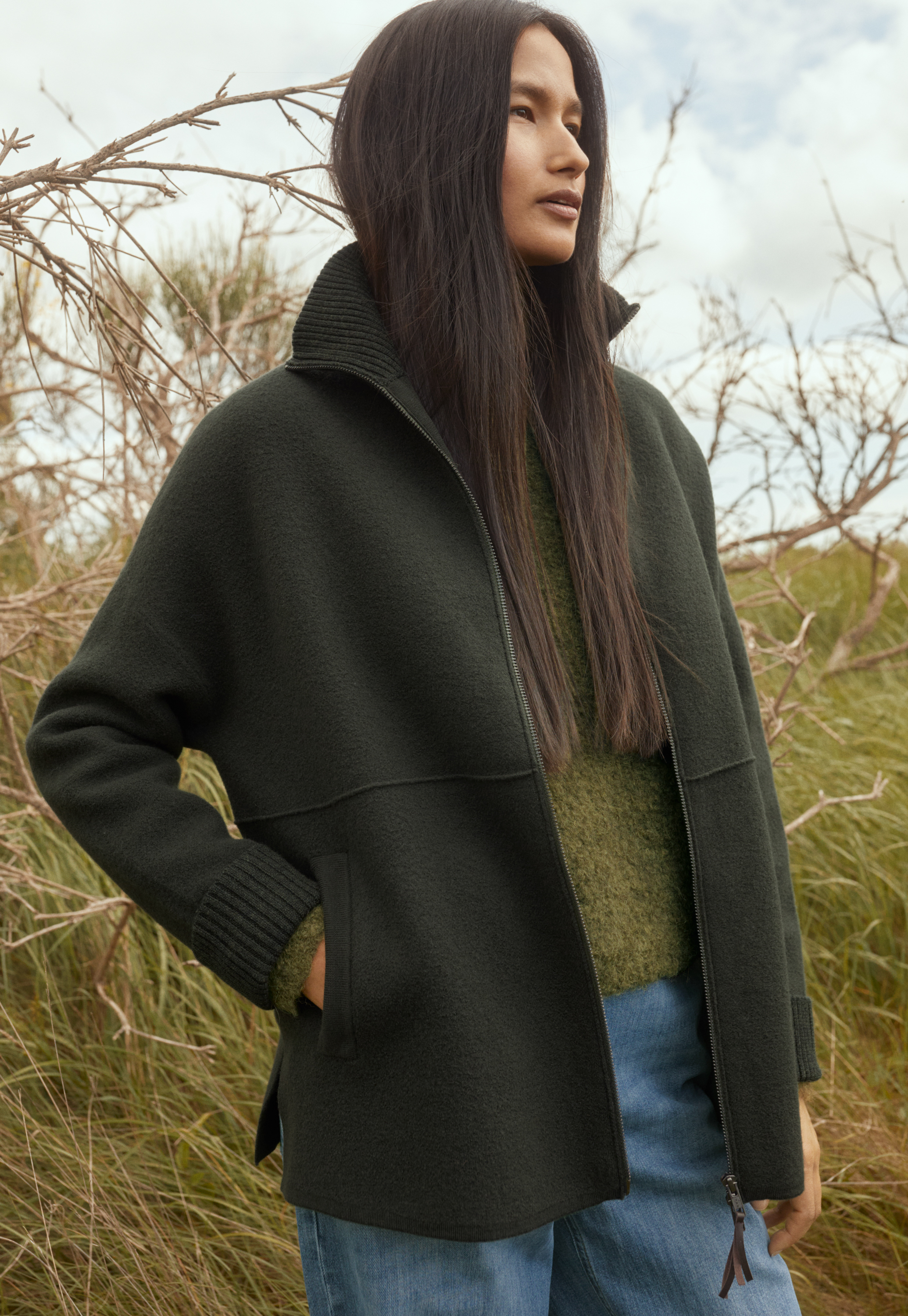 Poetry Boiled wool zip front knitted jacket