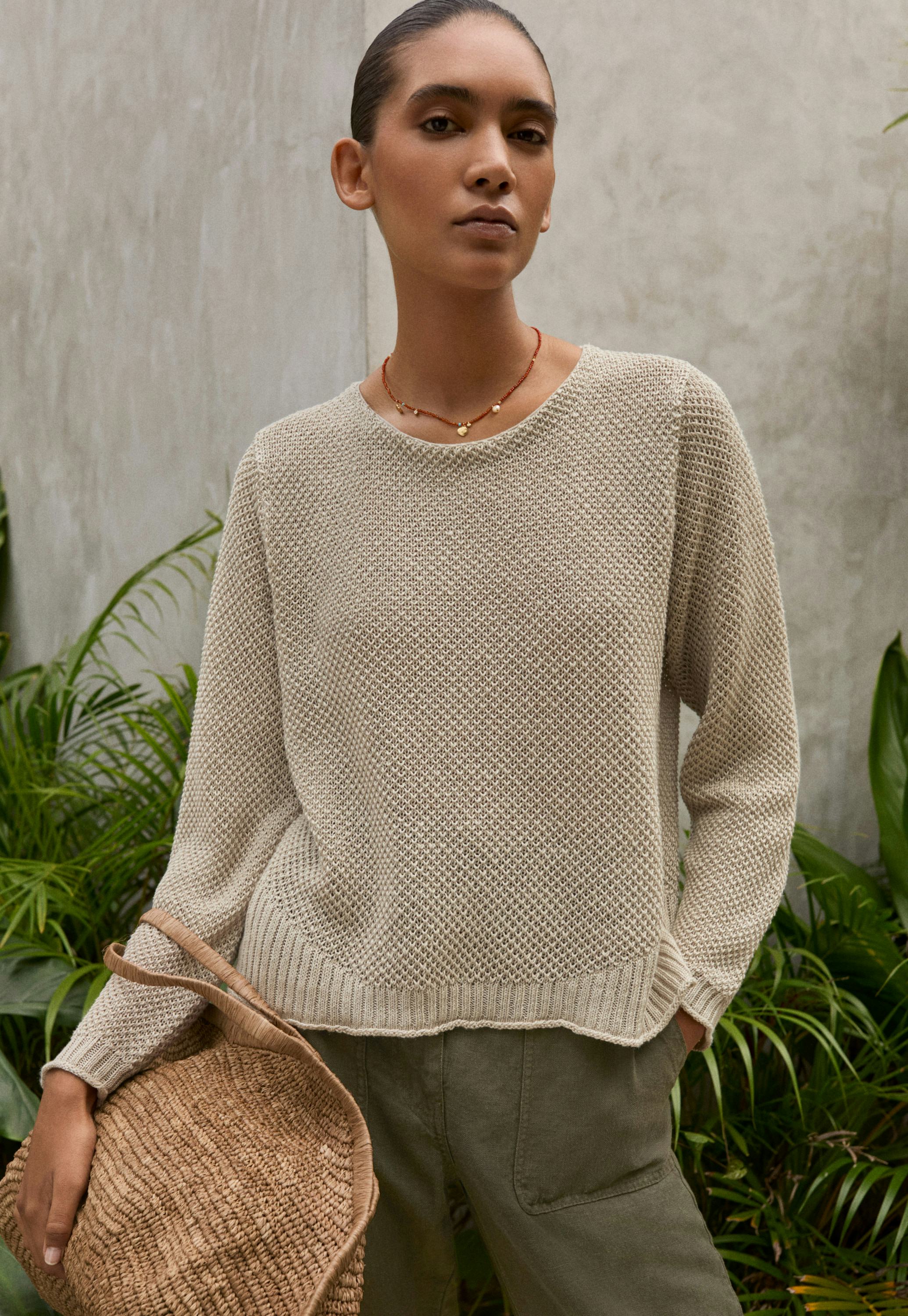 Poetry Linen moss-stitch sweater - Main Image