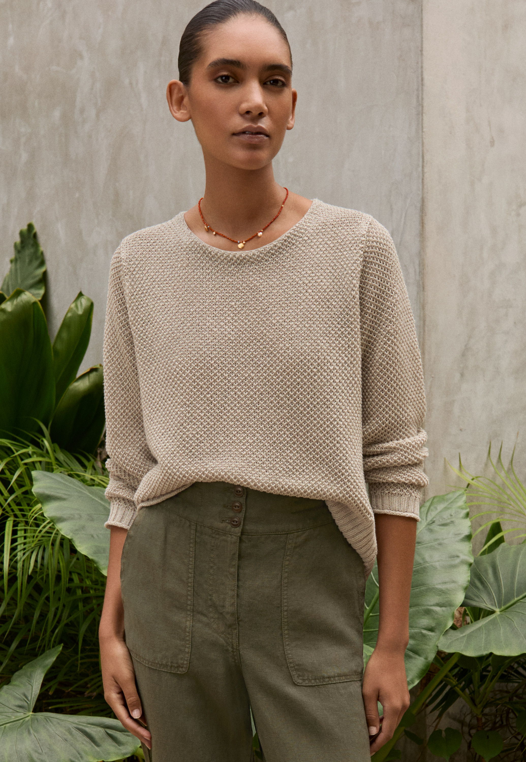 Poetry Linen moss-stitch sweater