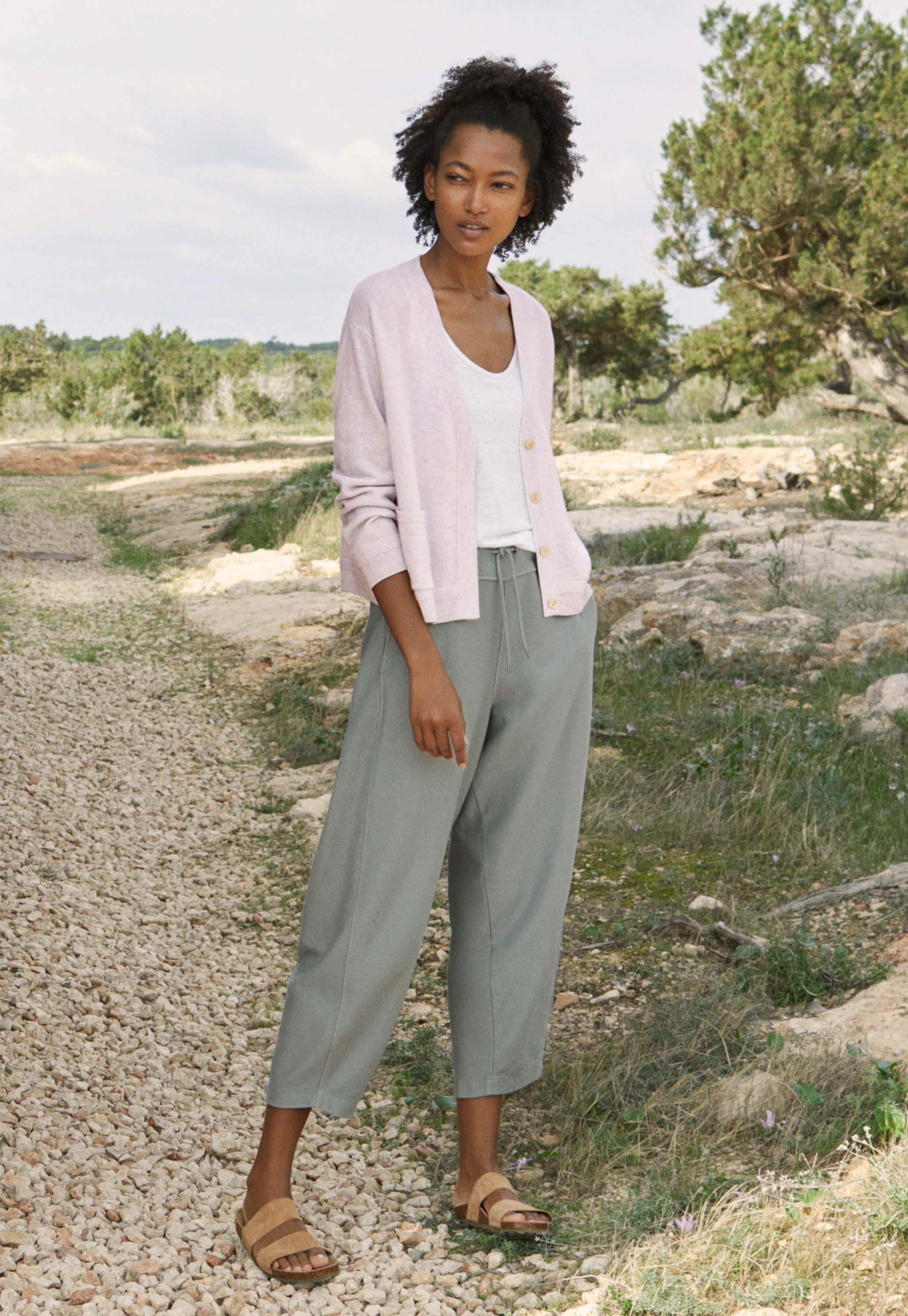 Wide cropped cotton jersey trousers