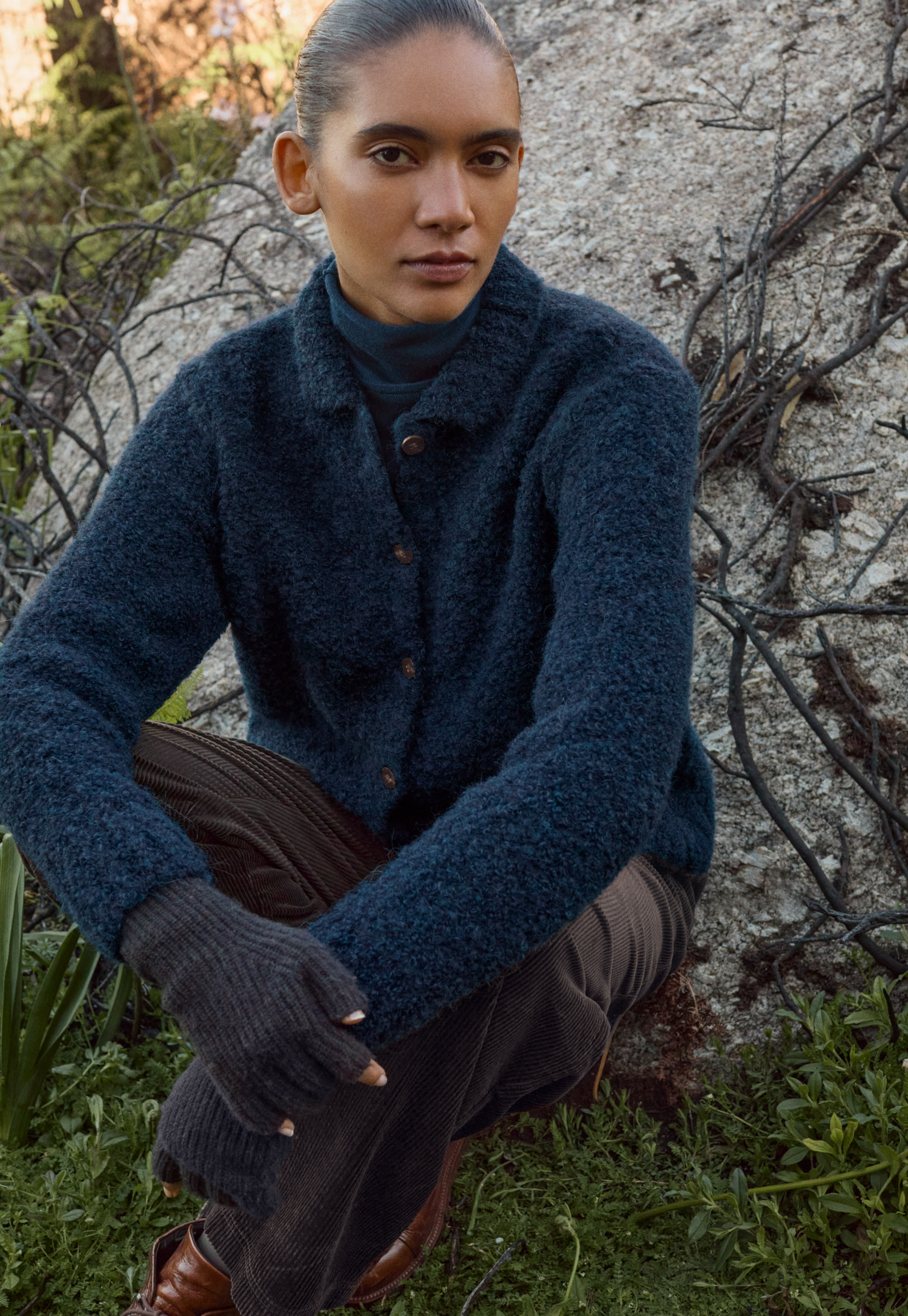 Poetry - Alpaca bouclé collared cardigan
