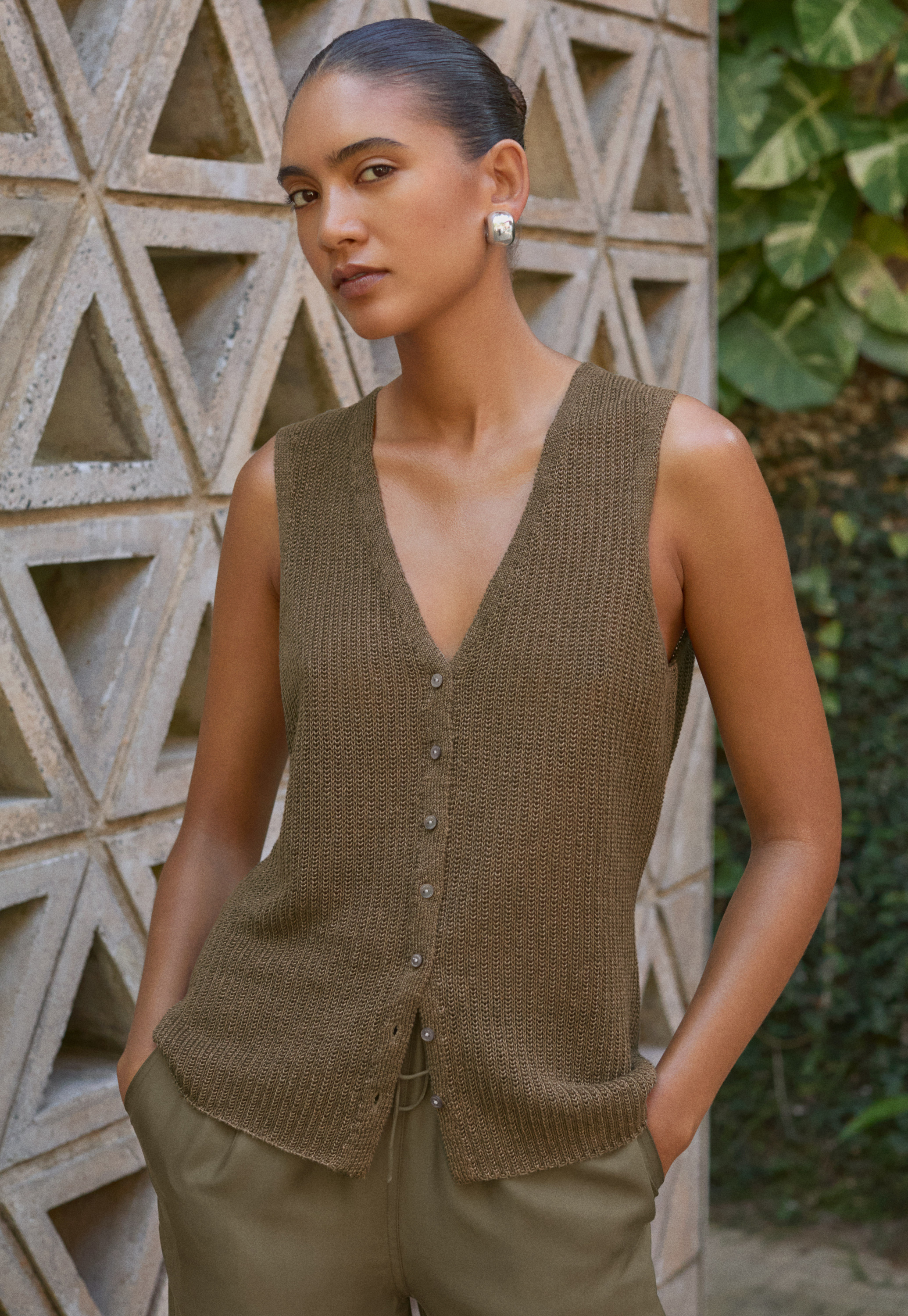 POETRY - Linen sleeveless knitted top