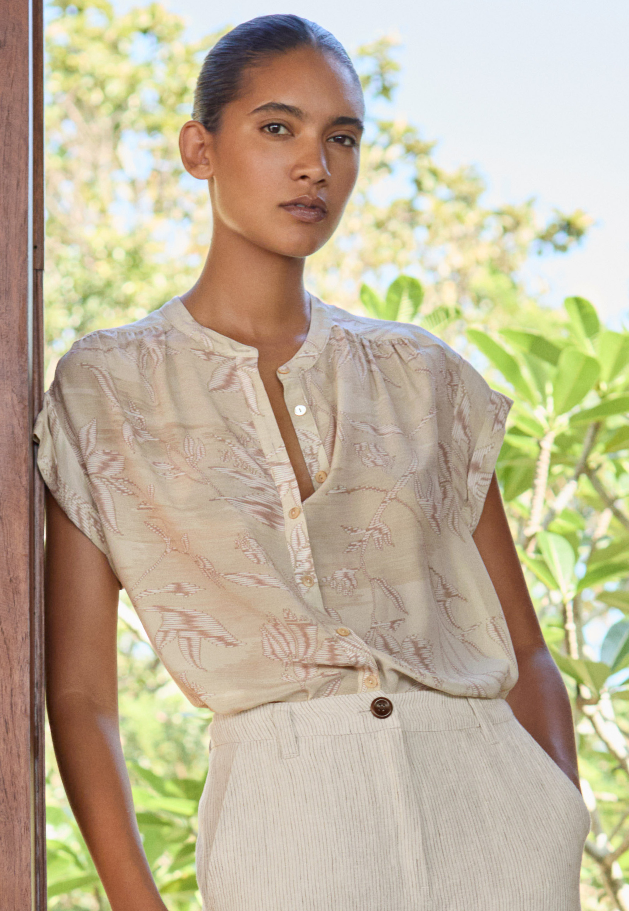 POETRY - Printed silk boxy shirt