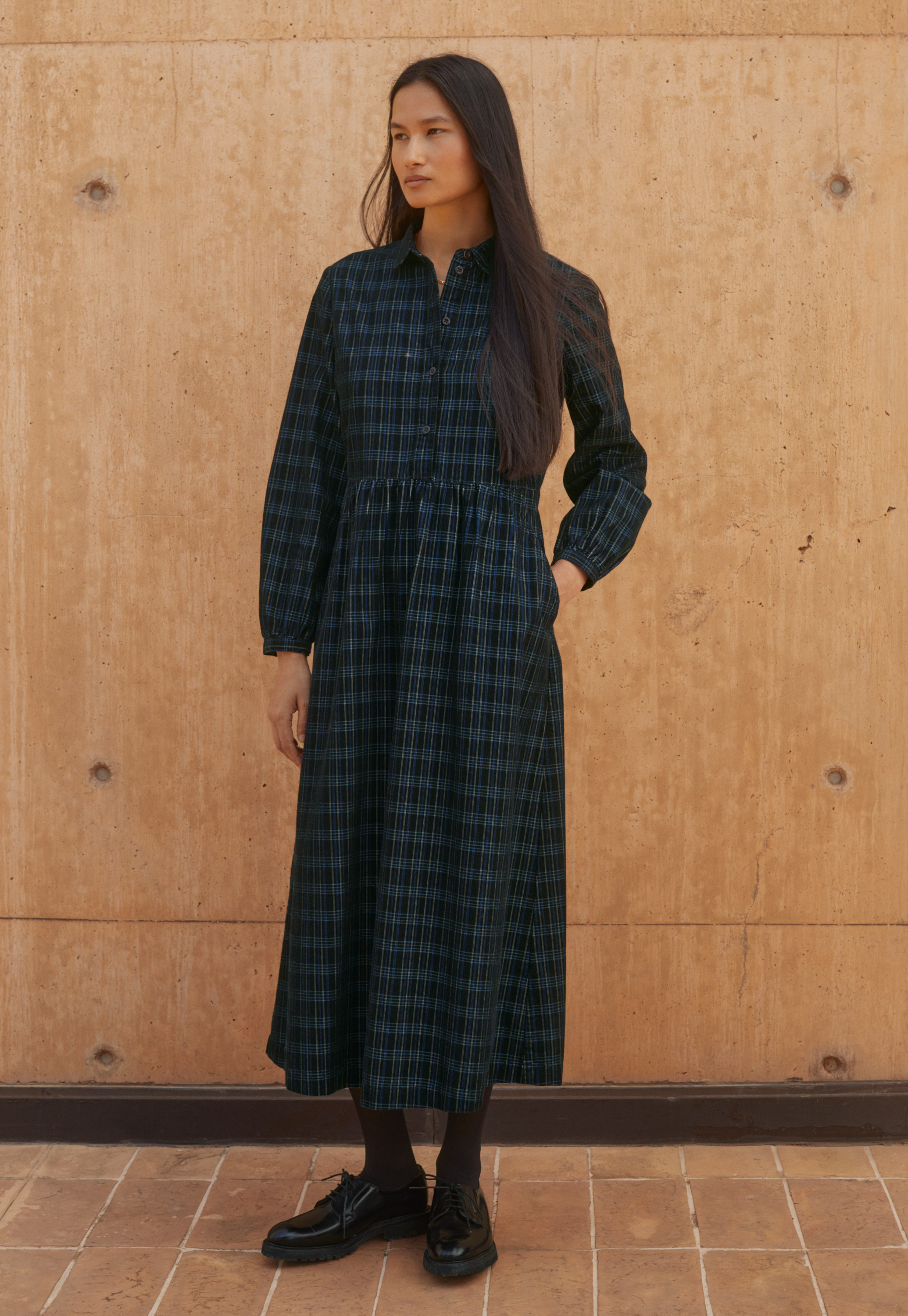 Plaid corduroy dress clearance