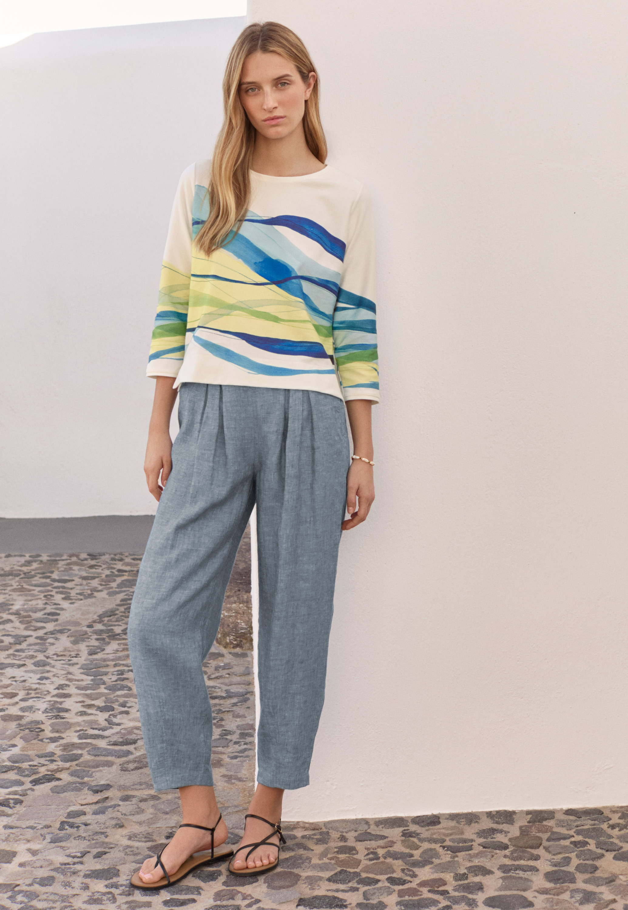 Poetry - Cropped pleated linen trousers