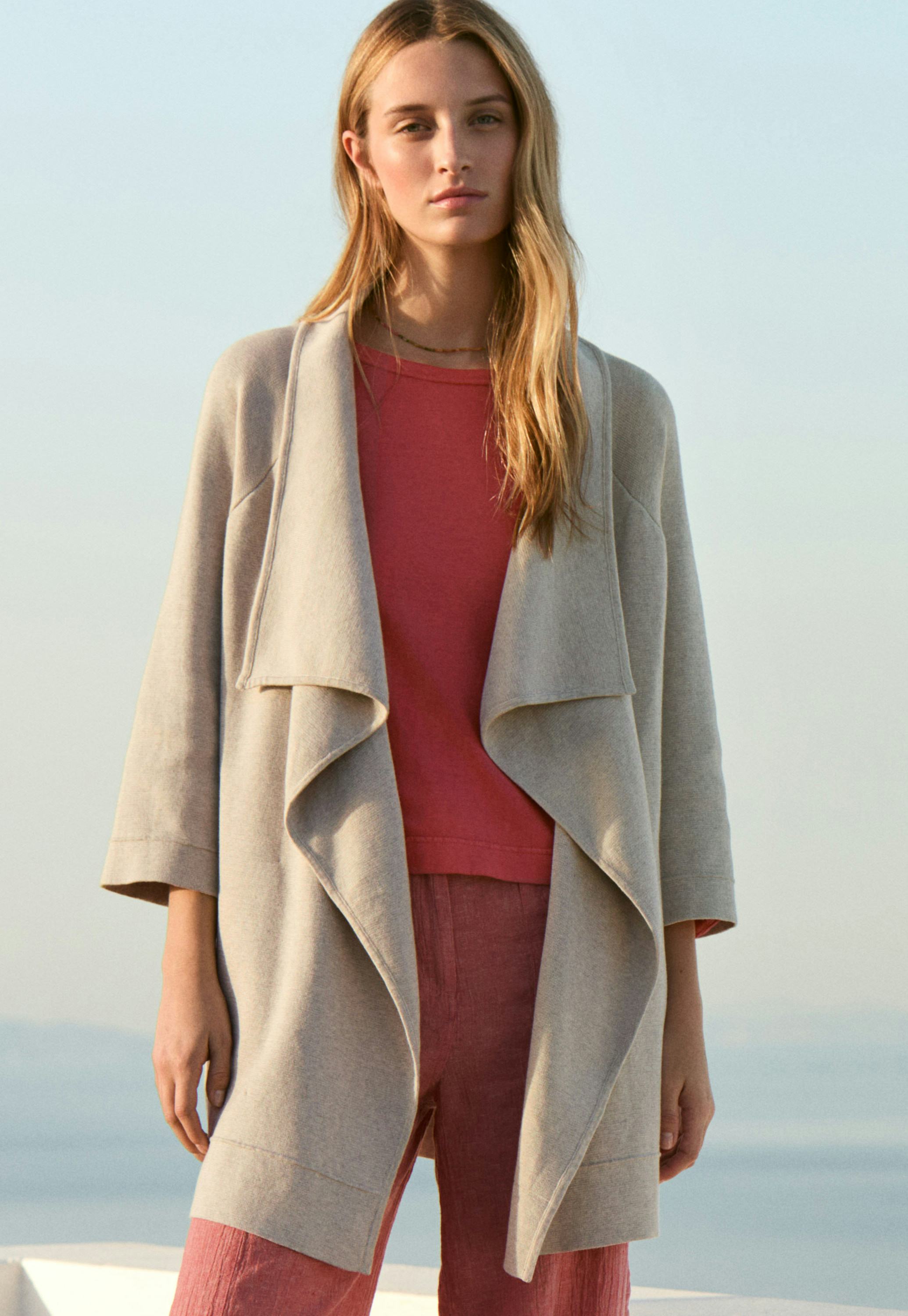 Poetry Knitted cotton waterfall-edge jacket