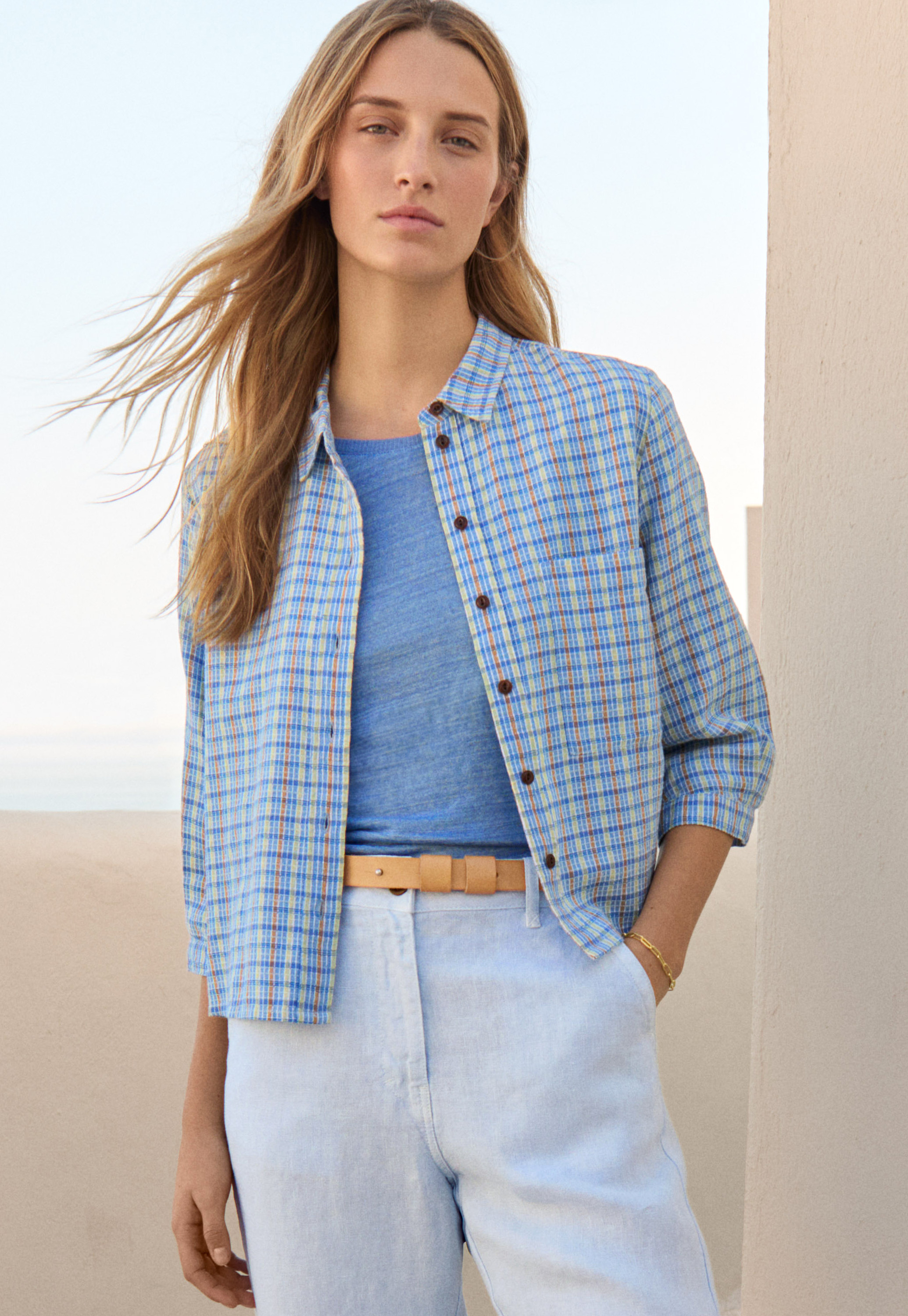 【人気急上昇】 Poetry - shirt checked linen & Cotton トップス
