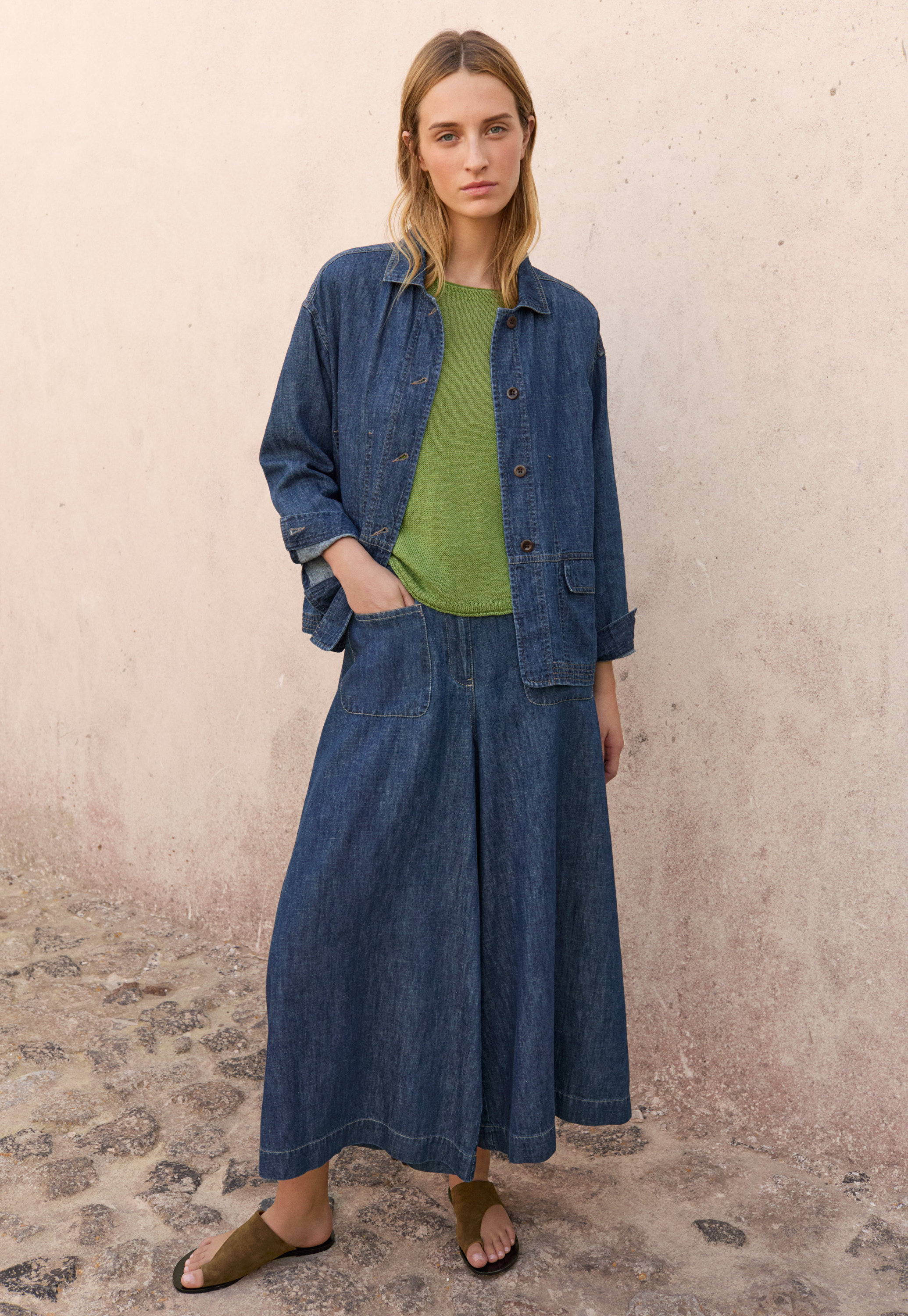 Poetry - Indigo-dyed hemp & cotton culottes