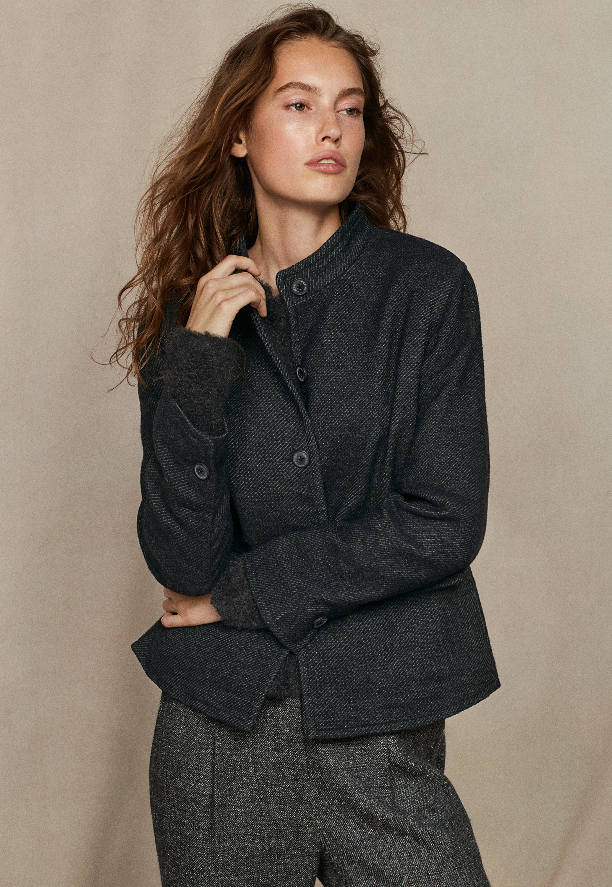 wool blend boxy coat