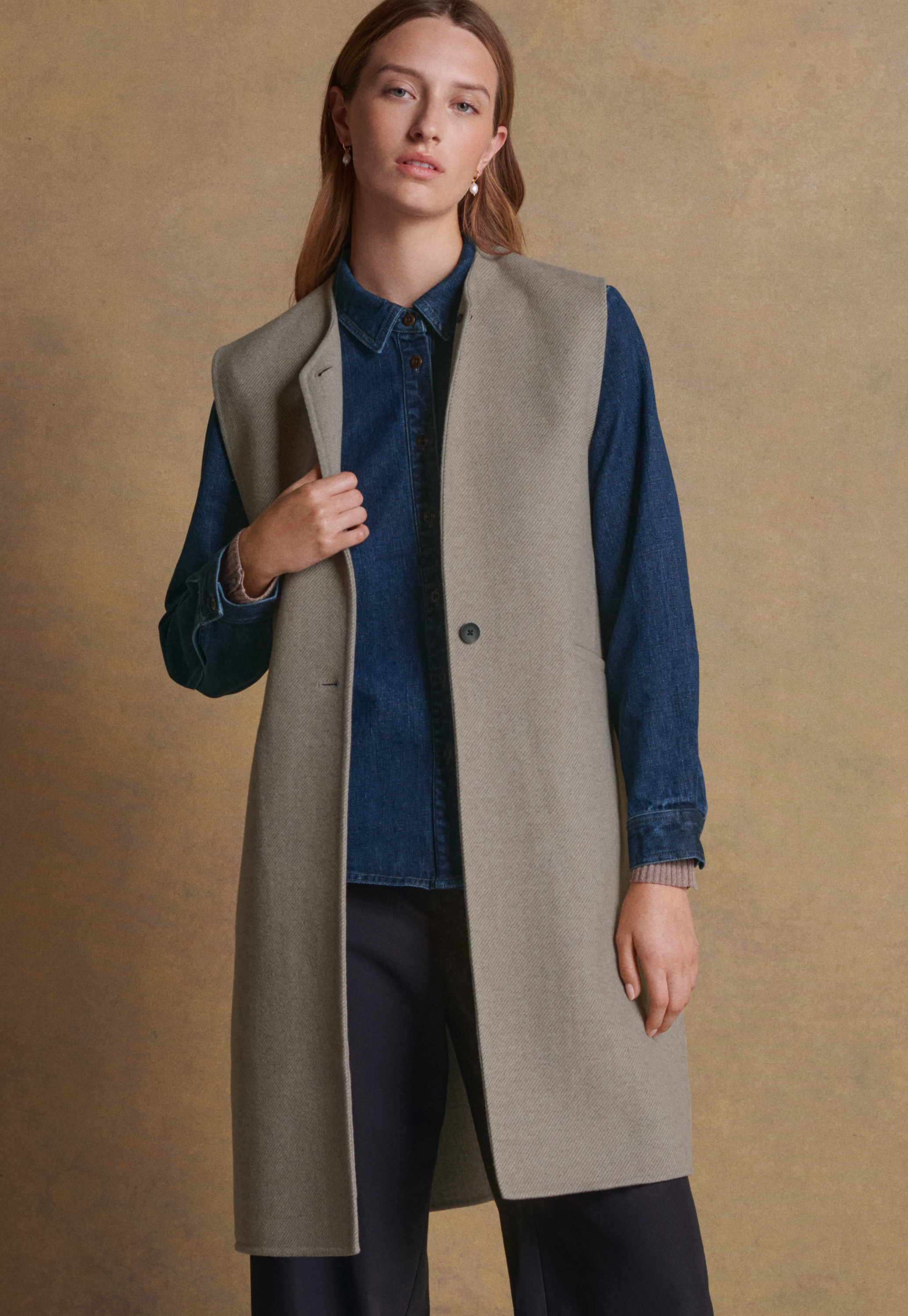 Poetry Double faced wool sleeveless coat