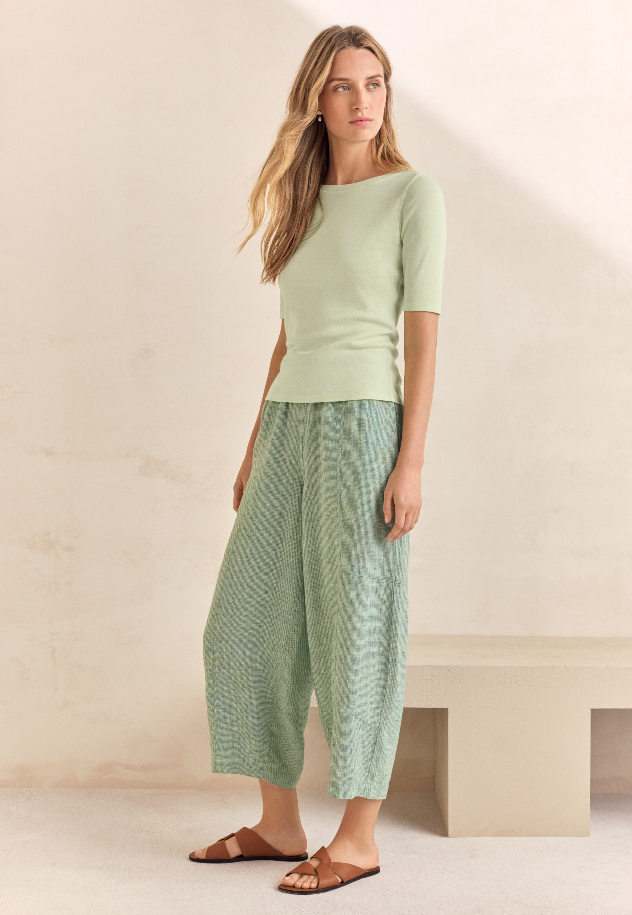 Hemp & cotton ribbed jersey top