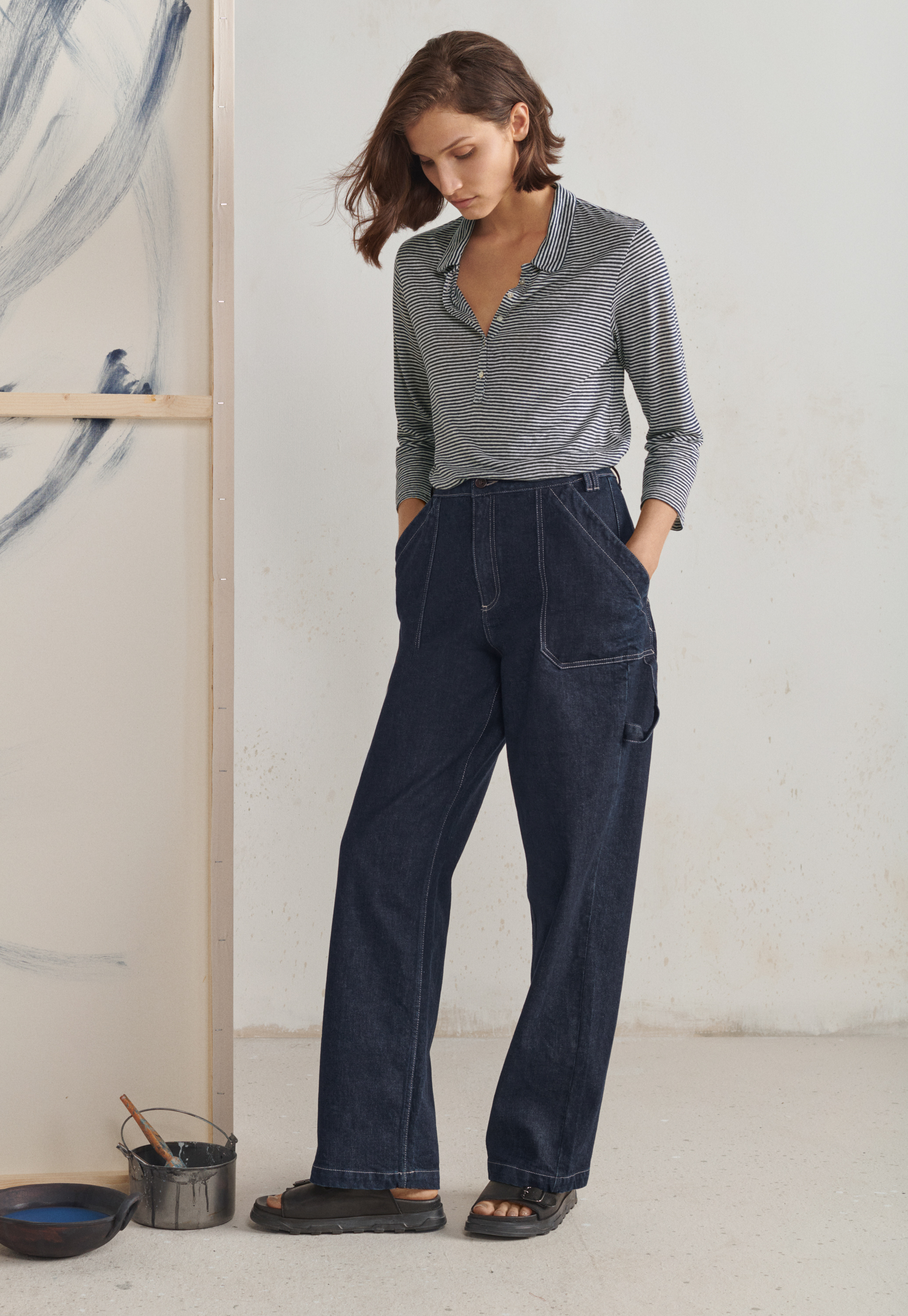 【DEARMINE】Carpenter Contrast Wide Denim DEARMINE】Carpenter Contrast Wide Denim (DEARMINE/デニム