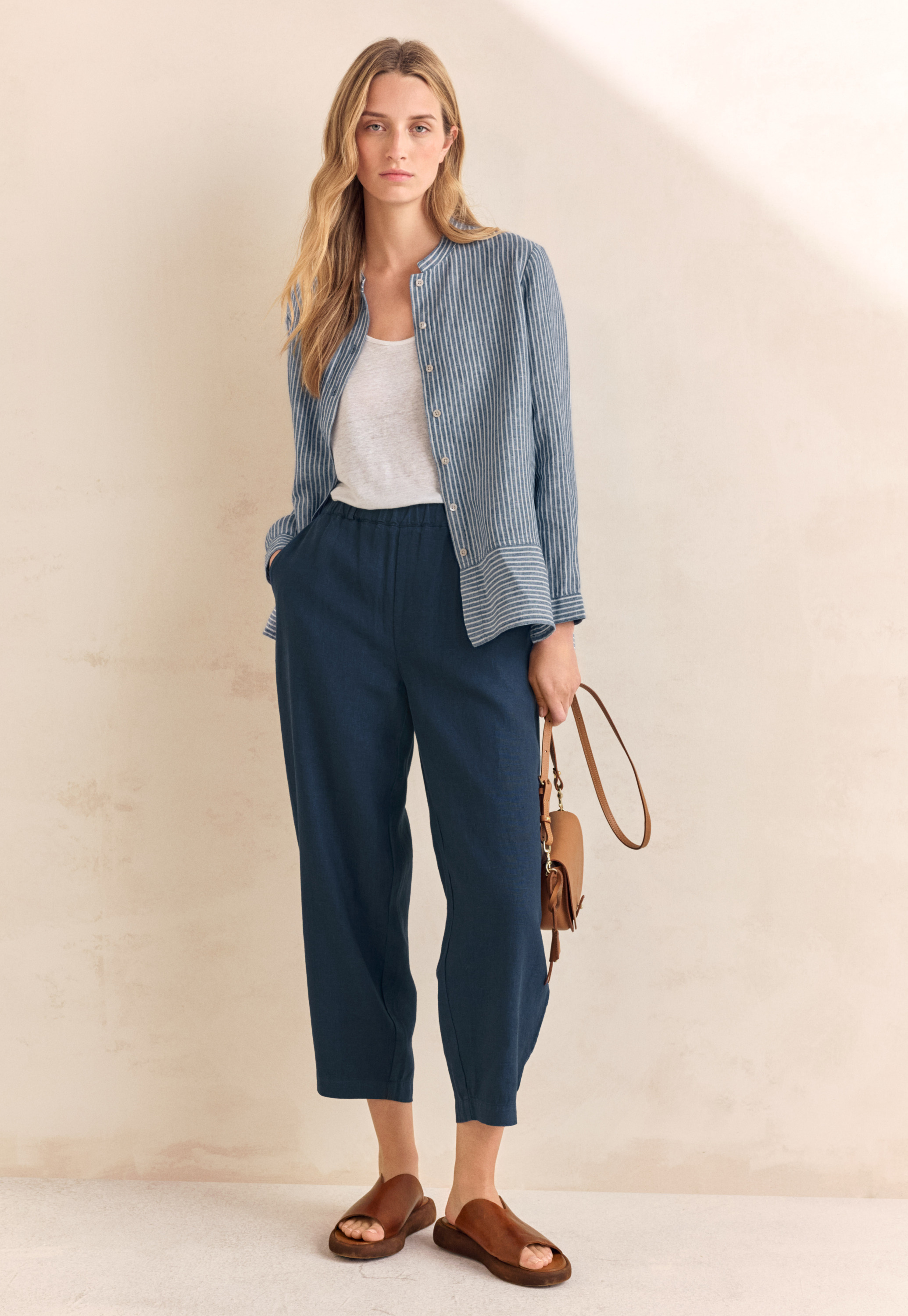 Poetry - Striped linen pull-on trousers