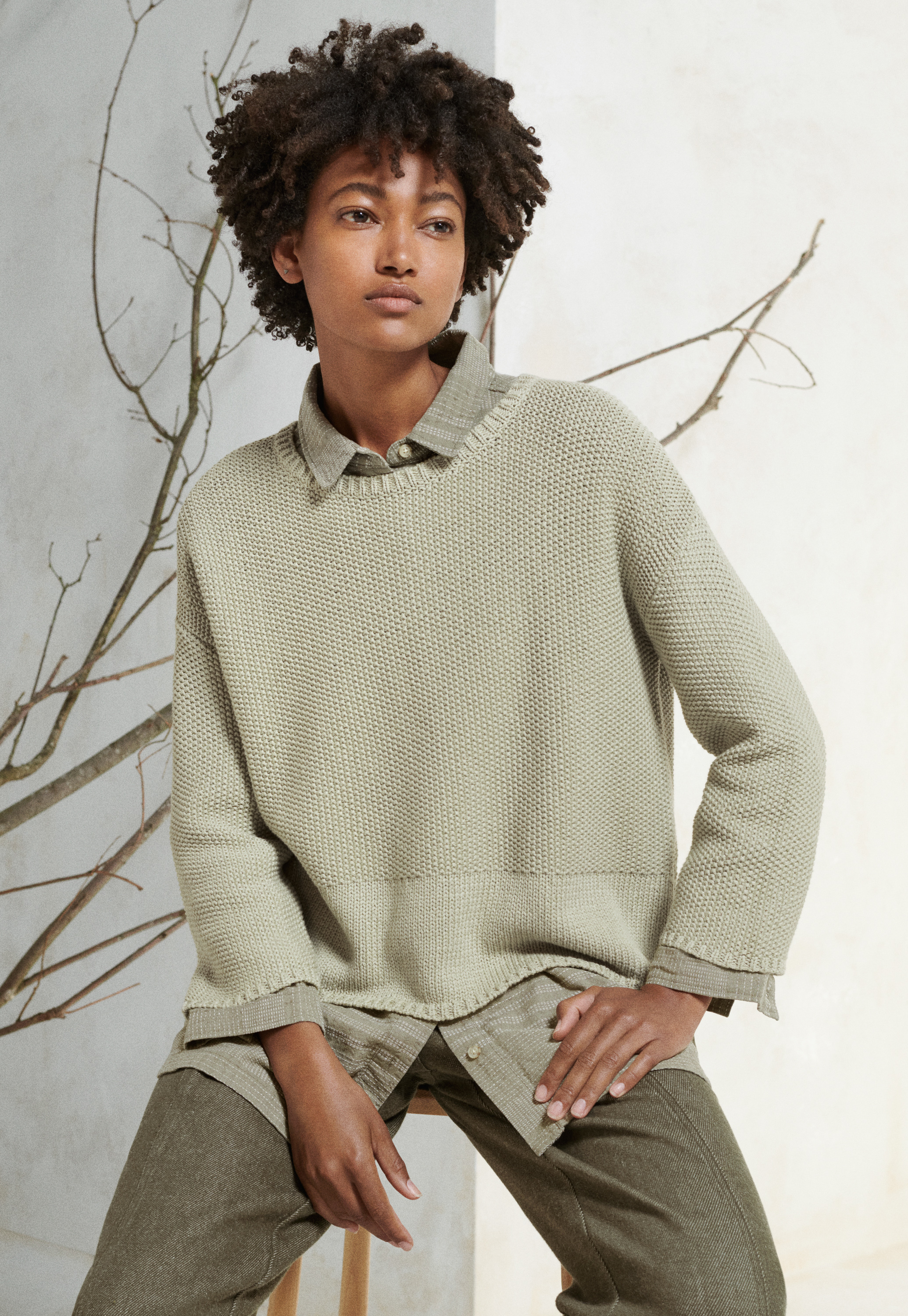 Poetry - Cotton moss-stitch panel sweater