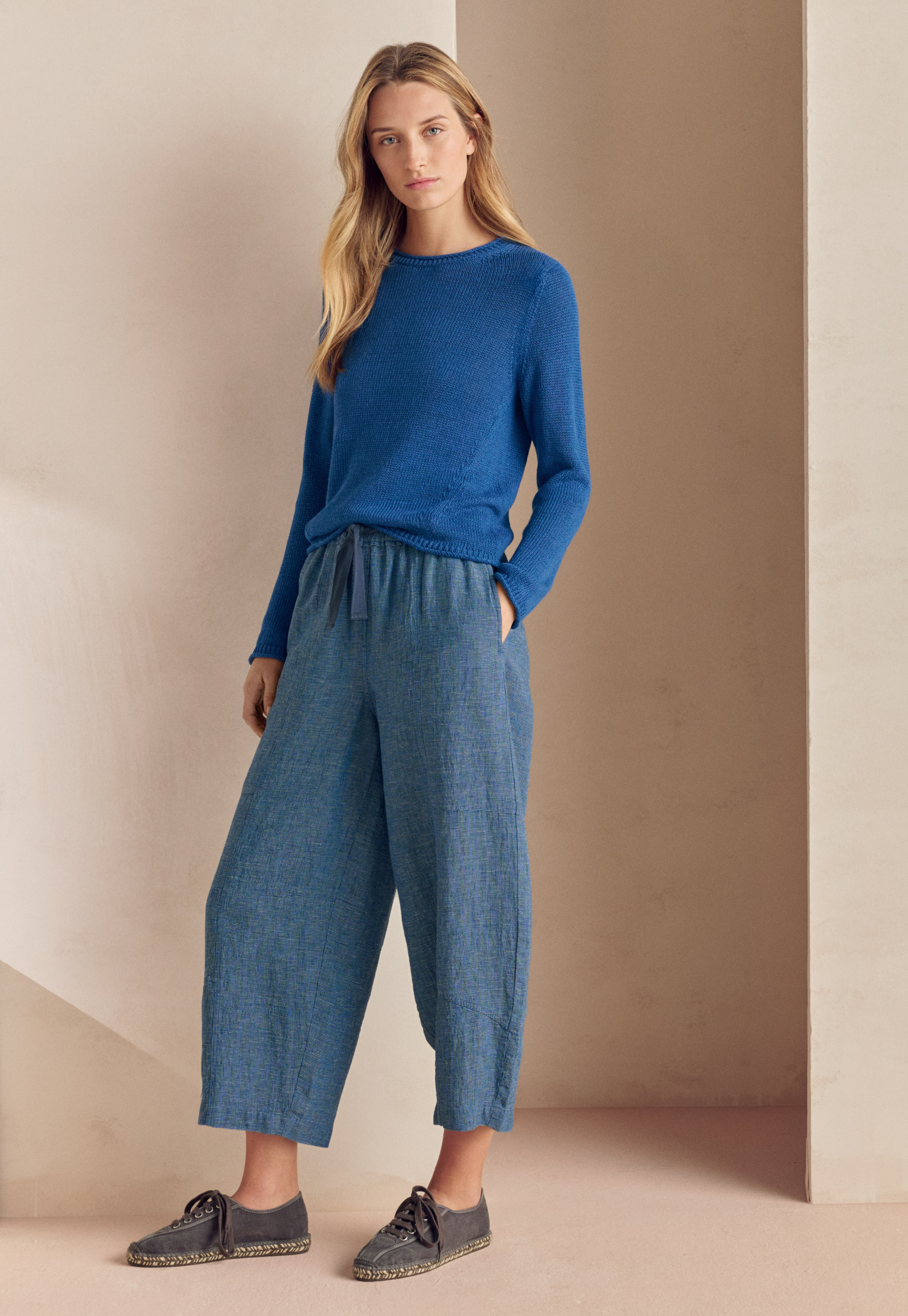 Poetry - Linen drawstring cropped trousers