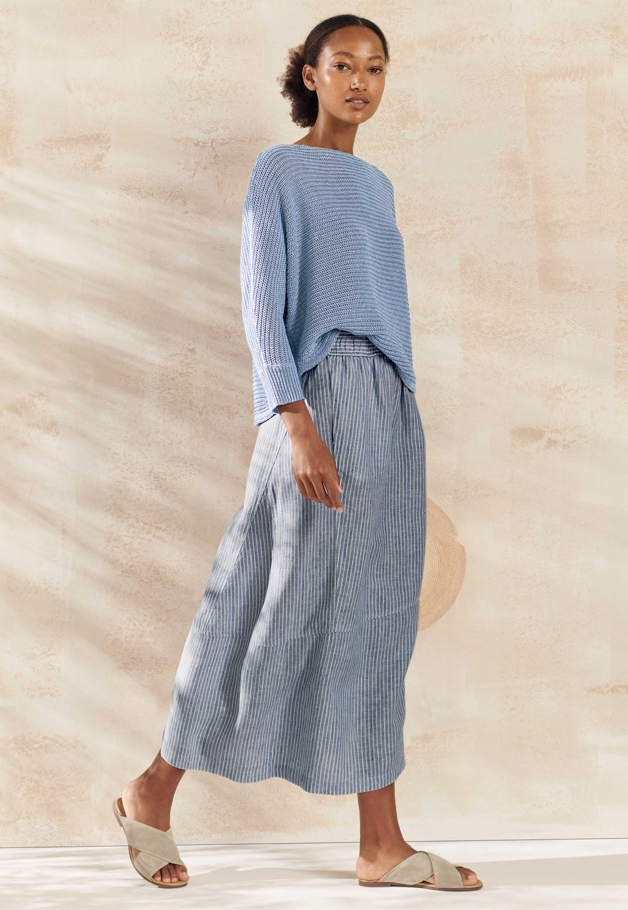 POETRY - Striped mélange linen skirt