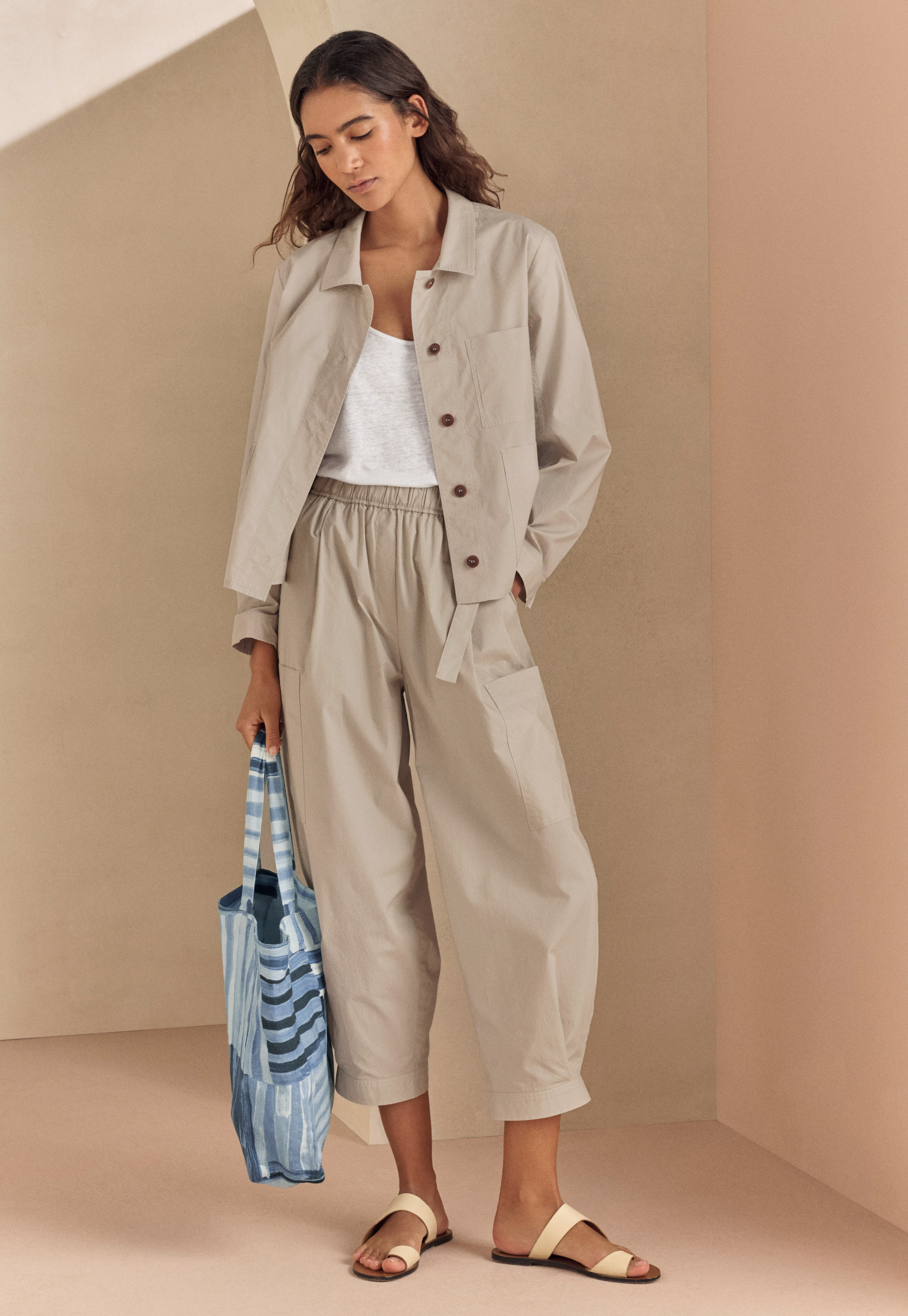 【COLOR iN ID】daily wide cotton pants Poetry - Cotton cropped pull-on trousers
