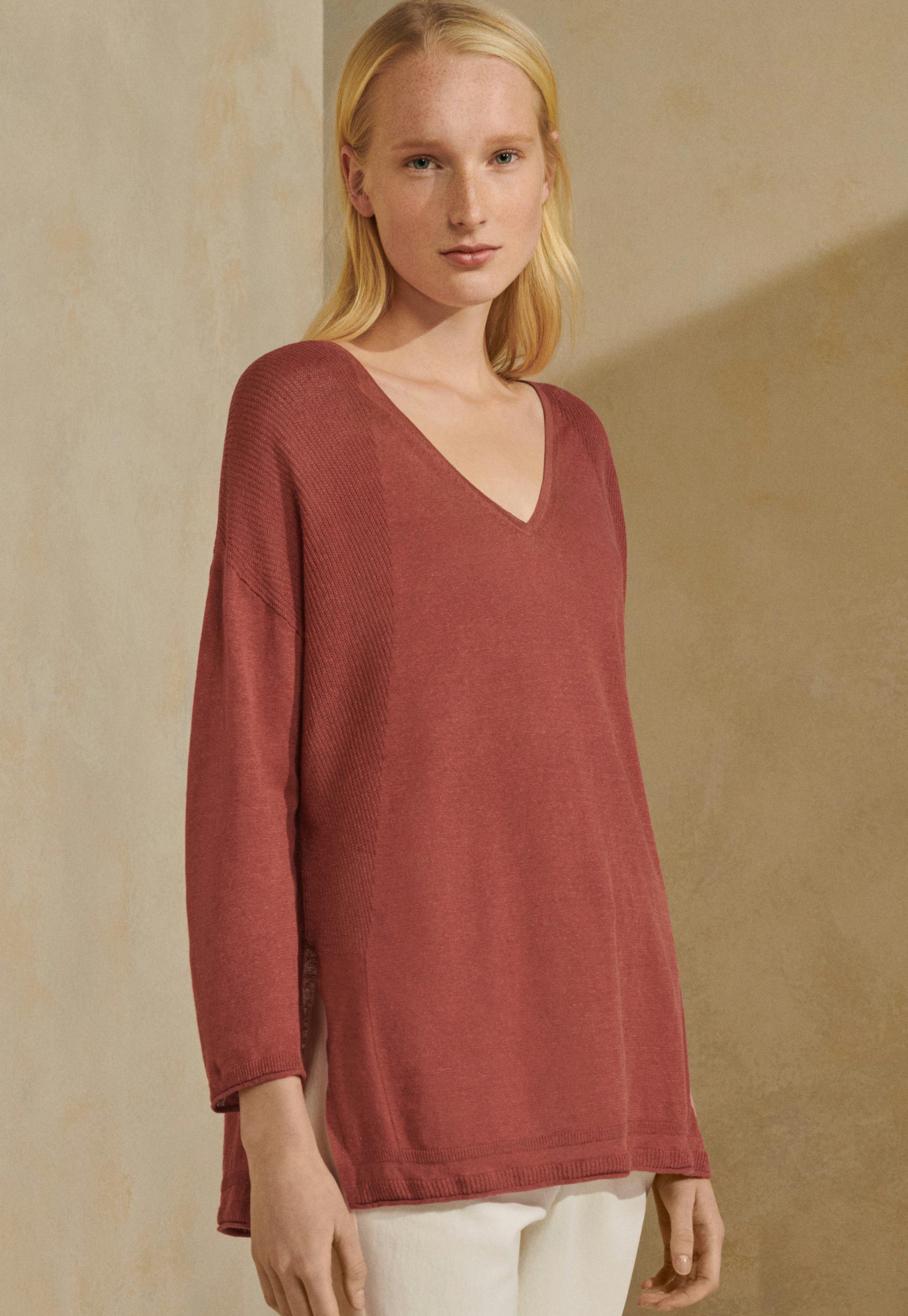 V Neck Lace Up Long Sleeve Knitting Plain Sweaters V Neck Lace Up Long Sleeve Knitting Plain Sweaters