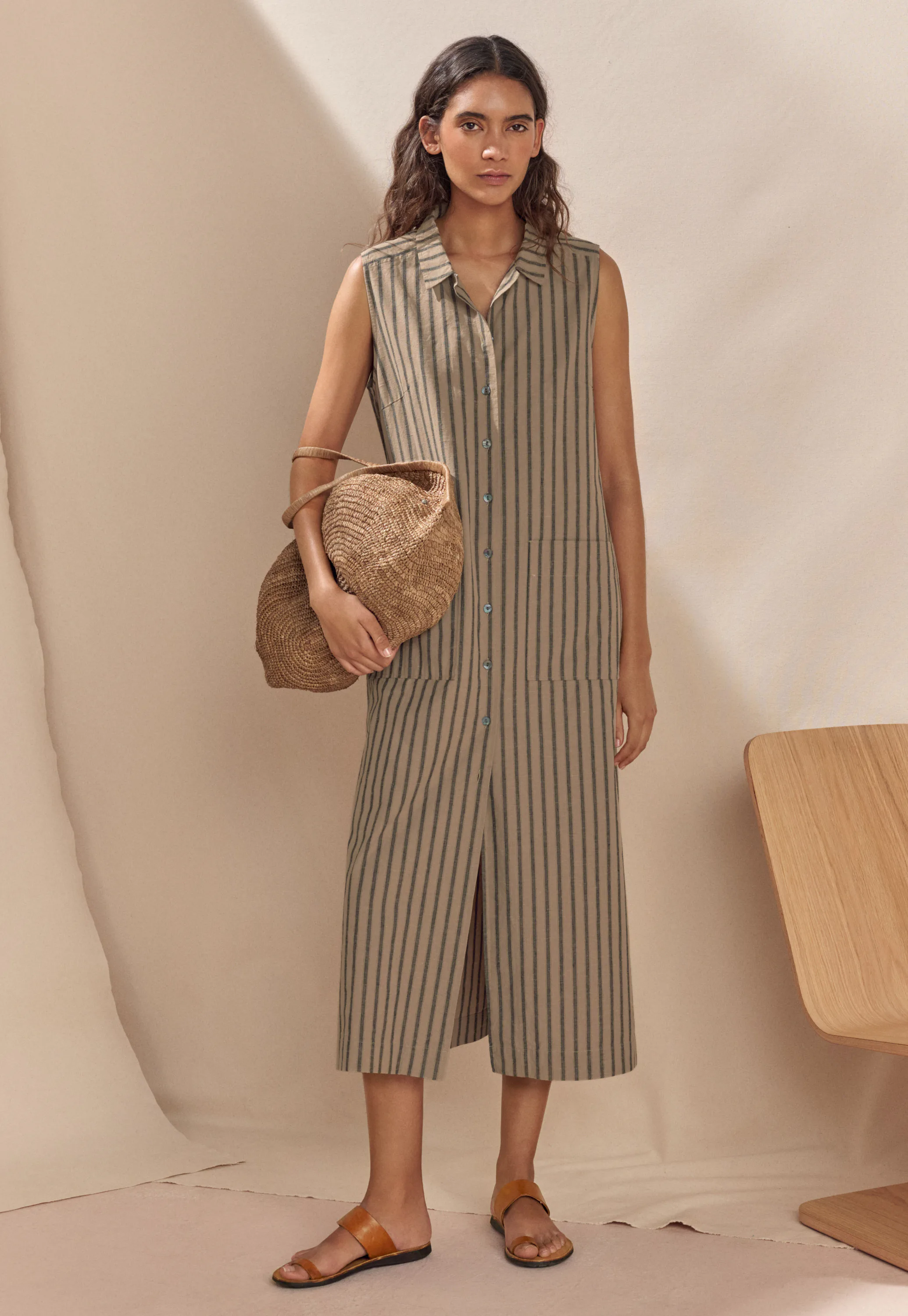 POETRY - Linen button-front maxi-dress POETRY - Linen button-front maxi-dress