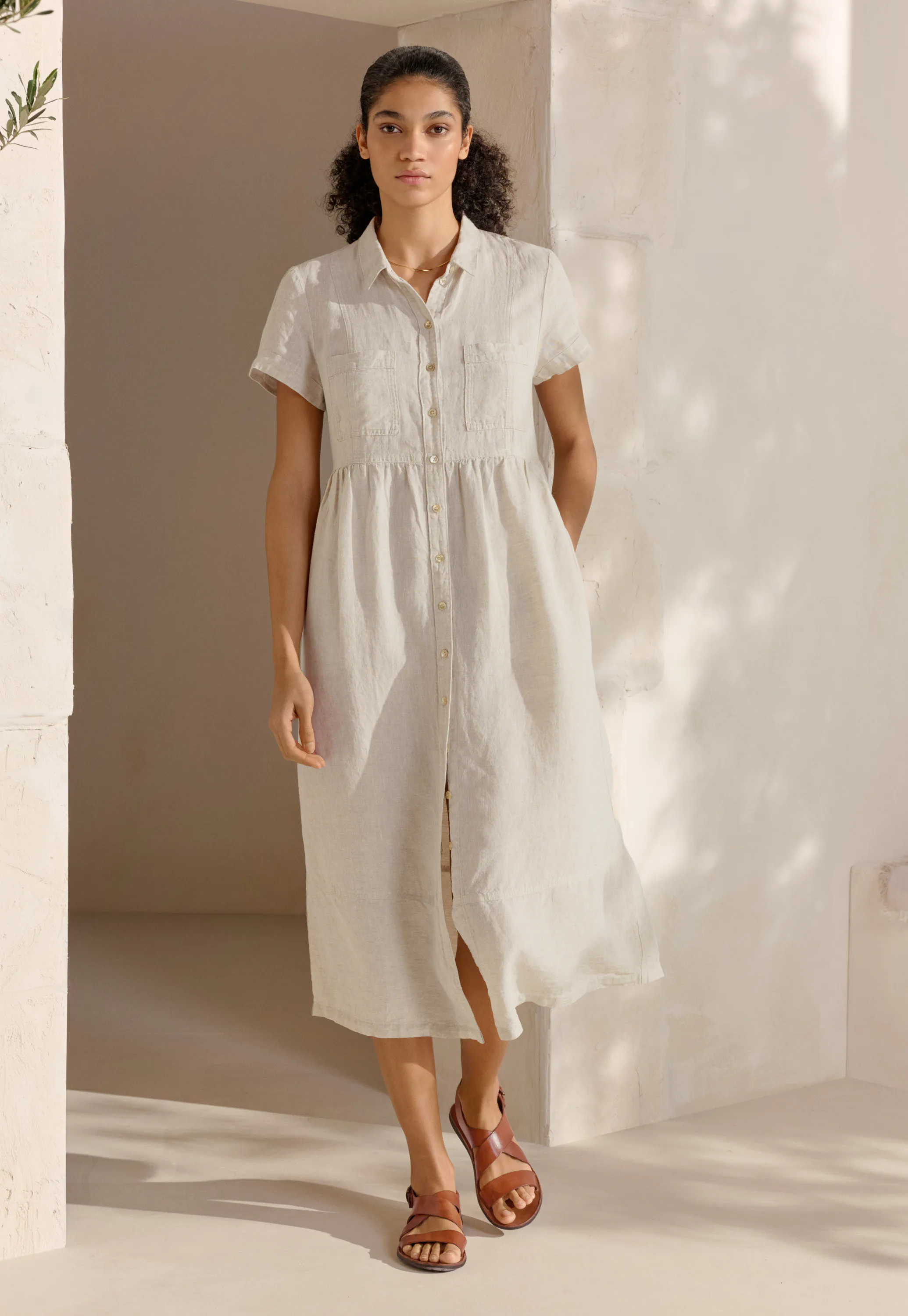 POETRY - Linen gathered-waist dress POETRY - Linen gathered-waist dress