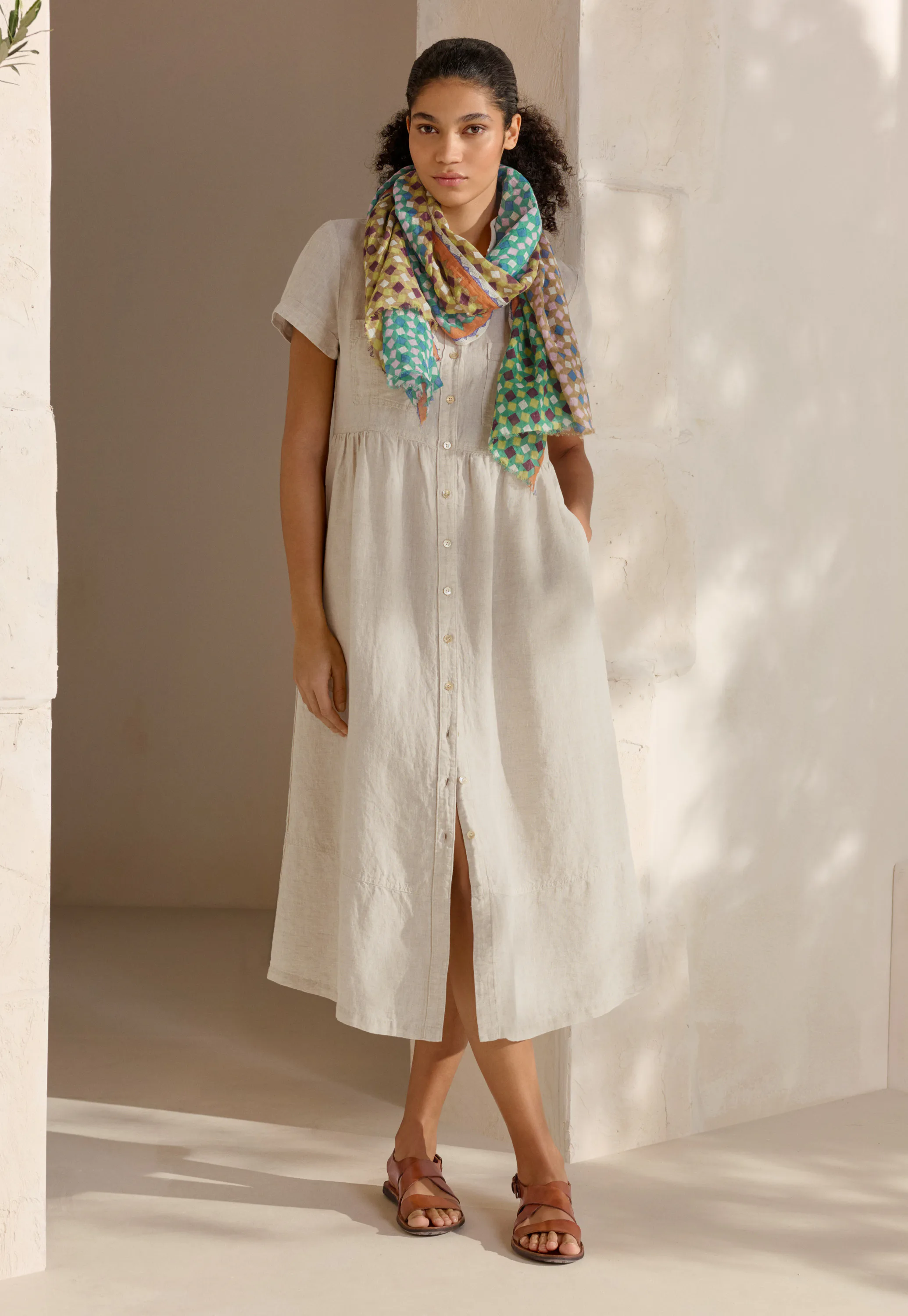 POETRY - Linen gathered-waist dress POETRY - Linen gathered-waist dress