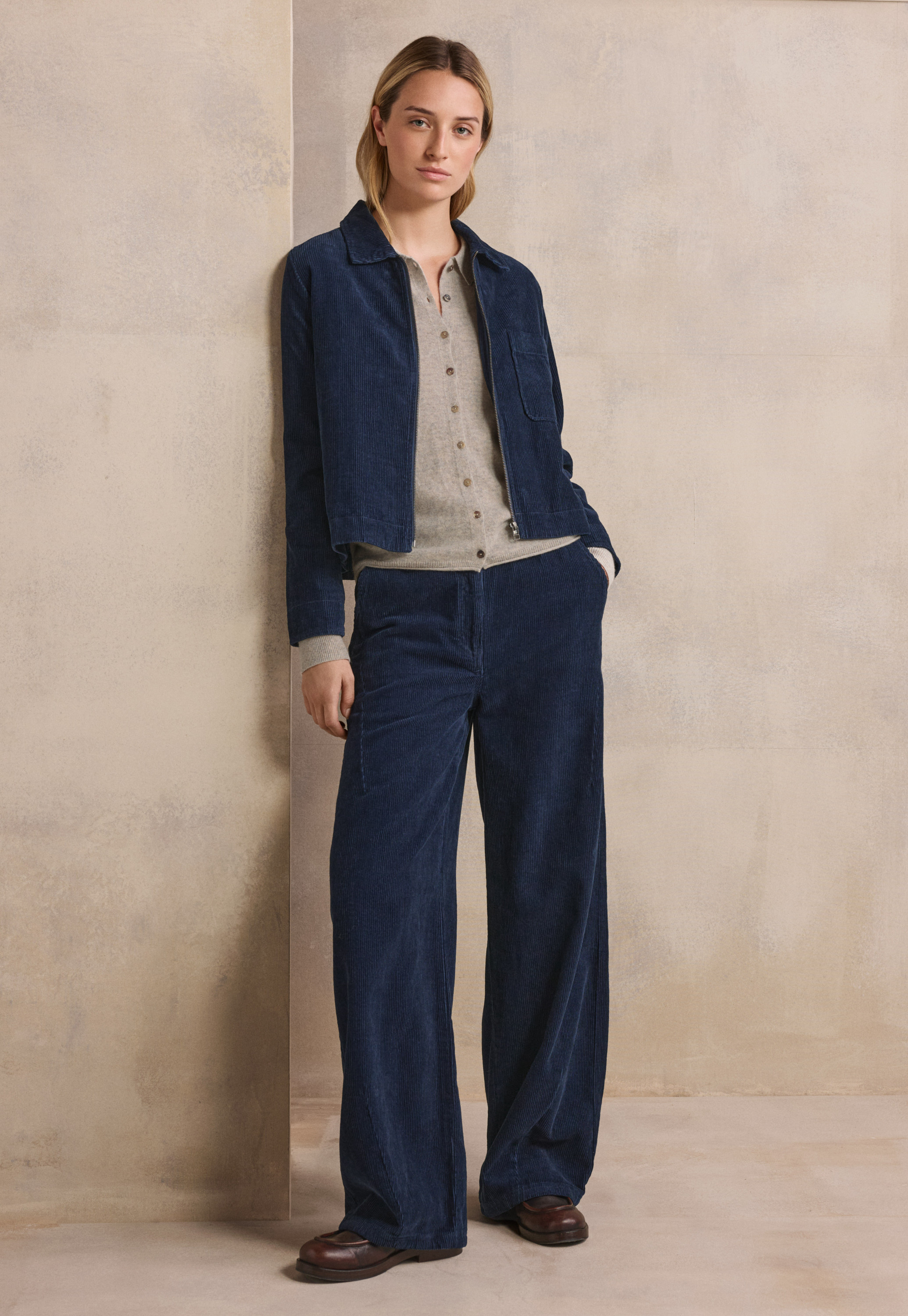 POETRY - Zip-front cotton cord jacket