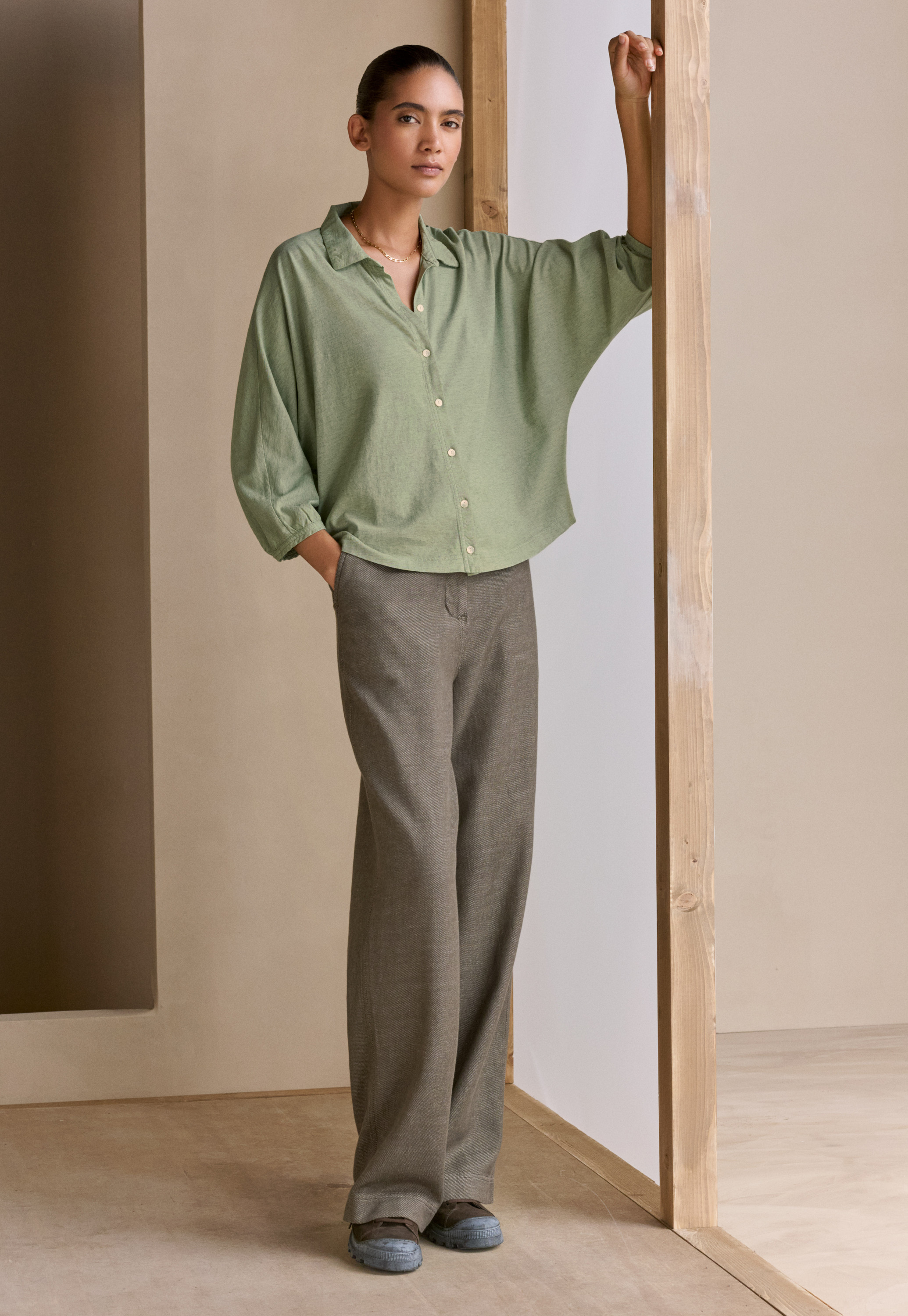 【COLOR iN ID】Summer cotton pintuck pants Pintuck Knit Pant in Interlock - Moonbeam Heather – Carbon38
