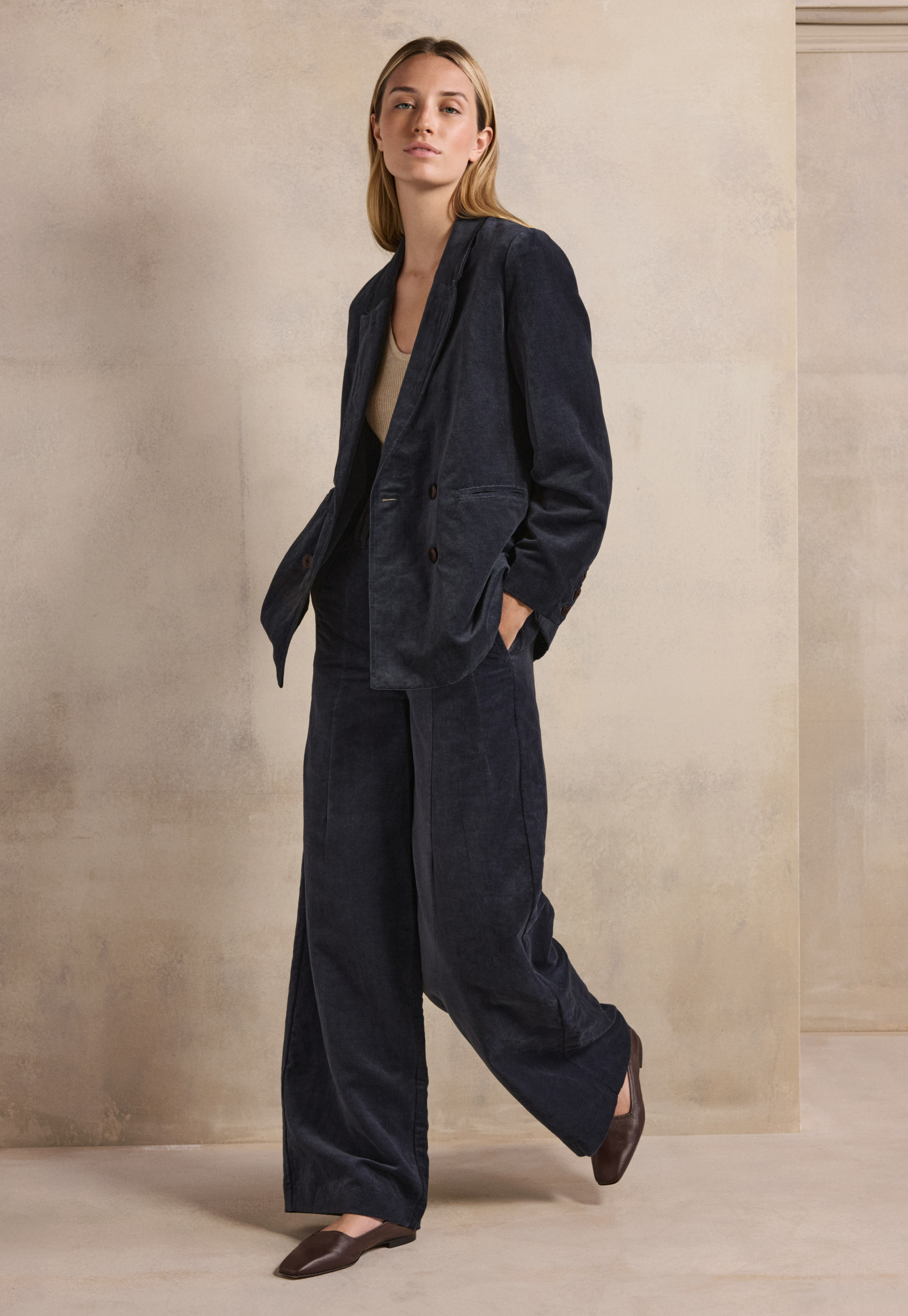 POETRY - Linen & cotton velvet long jacket